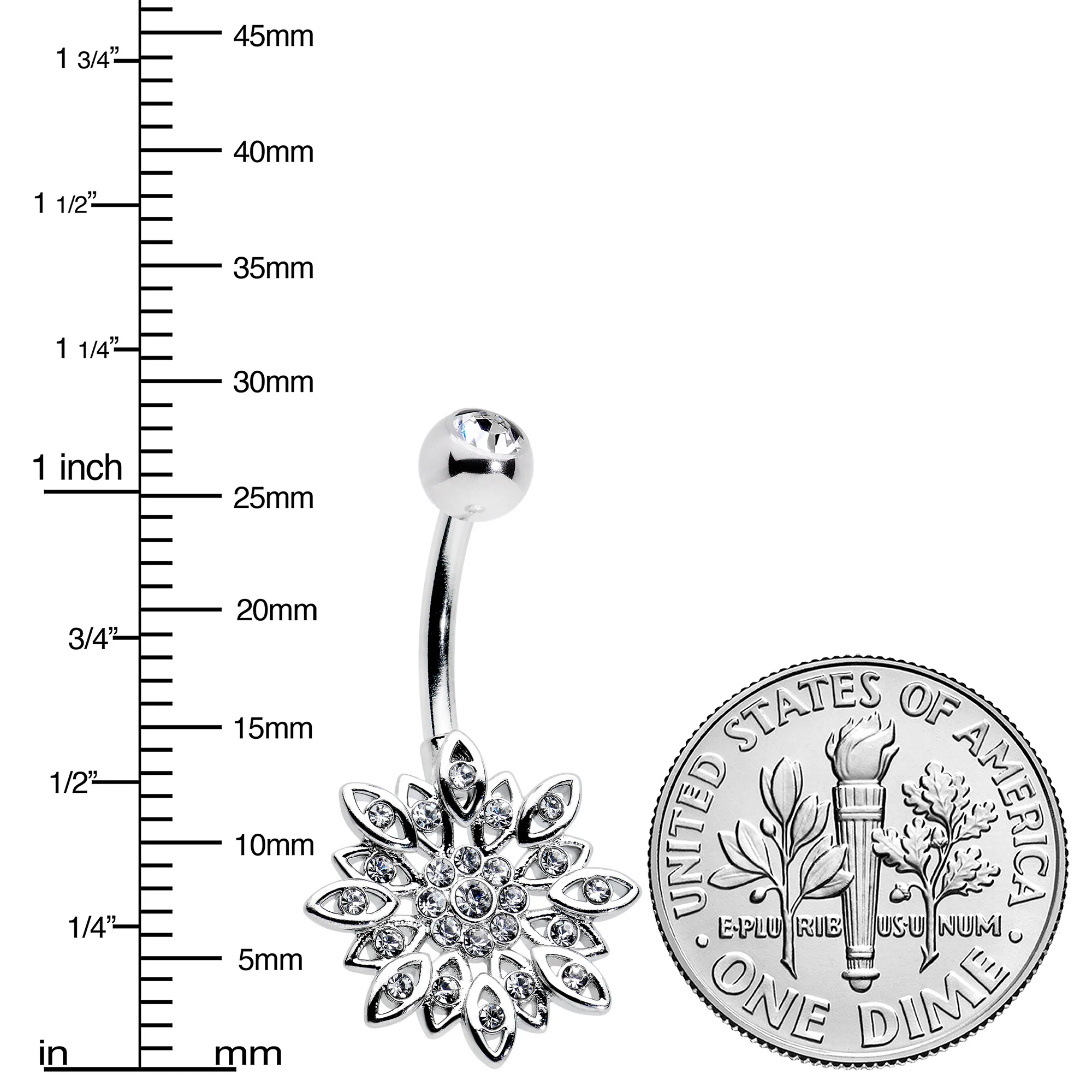 Clear Gem Rococo Starry Flower Baroque Belly Ring - Image 2