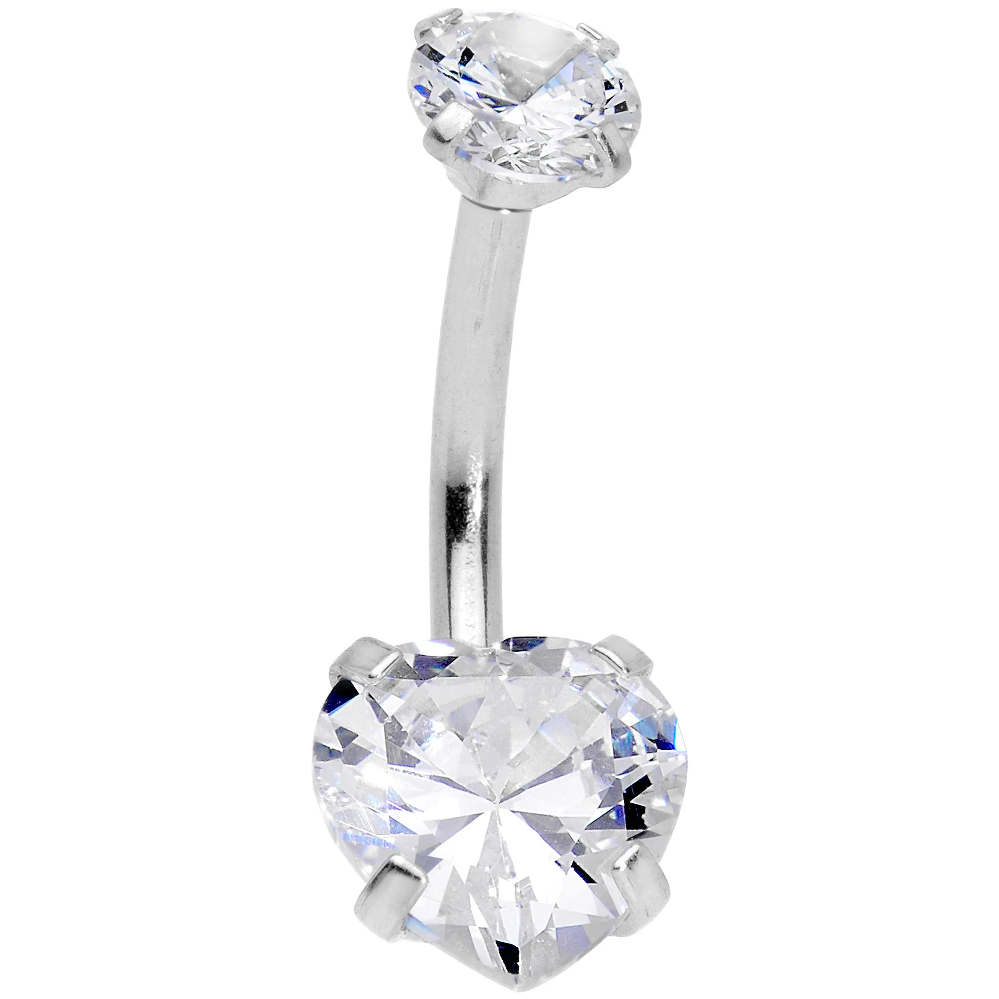 Clear Gem Round Rhombus Heart Star Belly Ring Set of 4 - Image 3