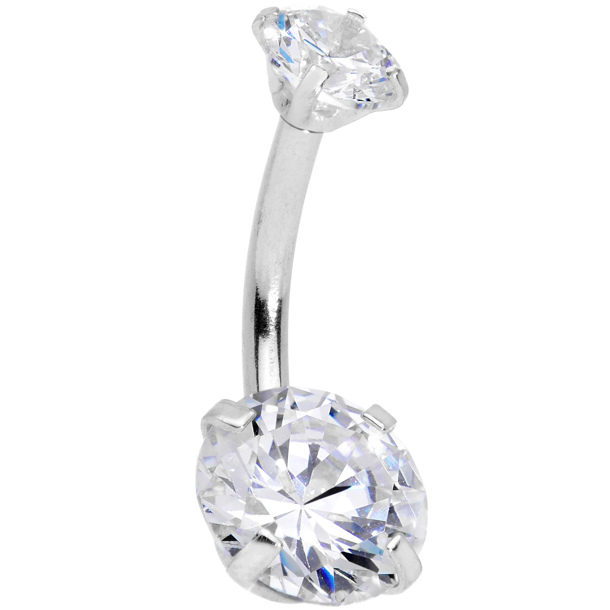 Clear Gem Round Rhombus Heart Star Belly Ring Set of 4 - Image 4