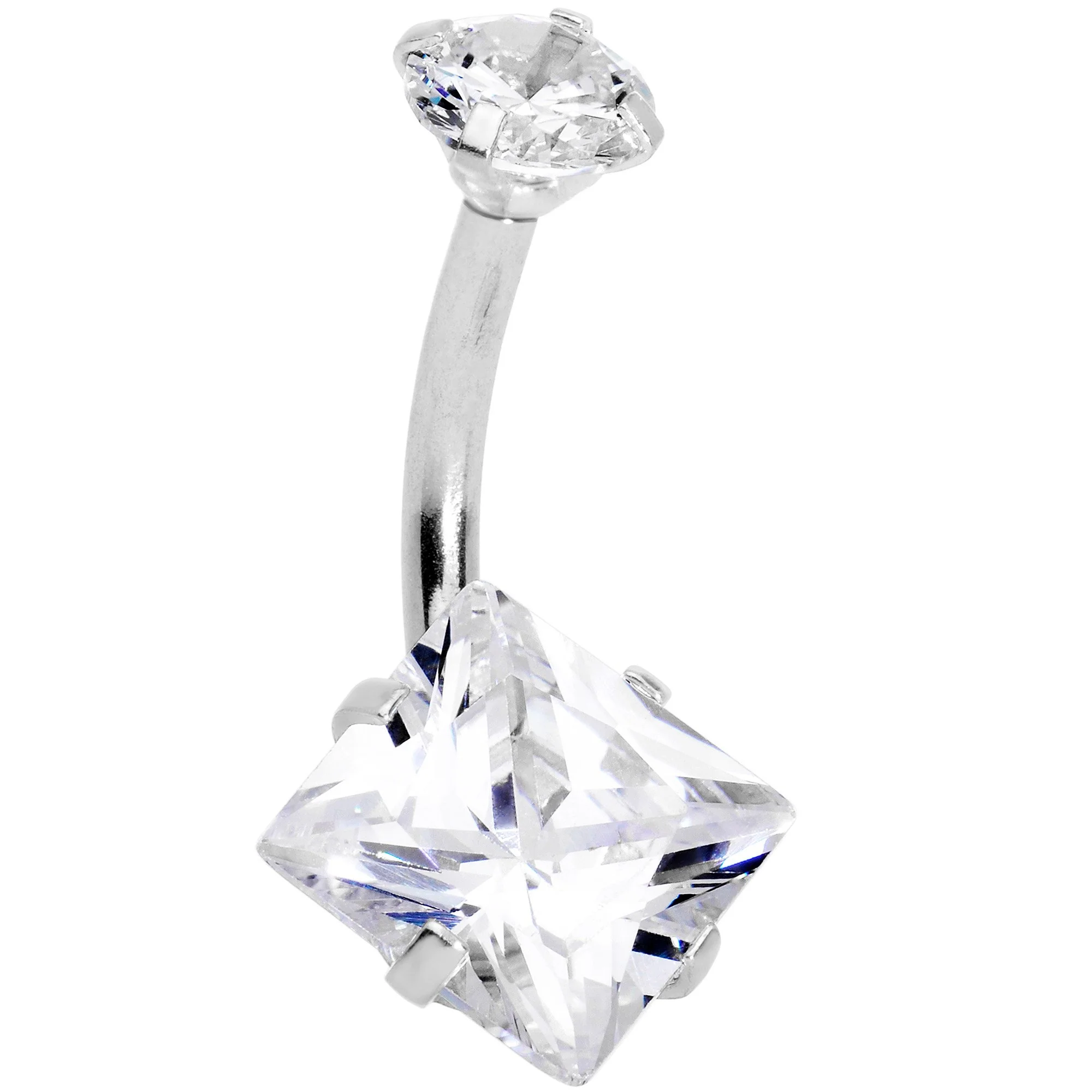 Clear Gem Round Rhombus Heart Star Belly Ring Set of 4 - Image 6