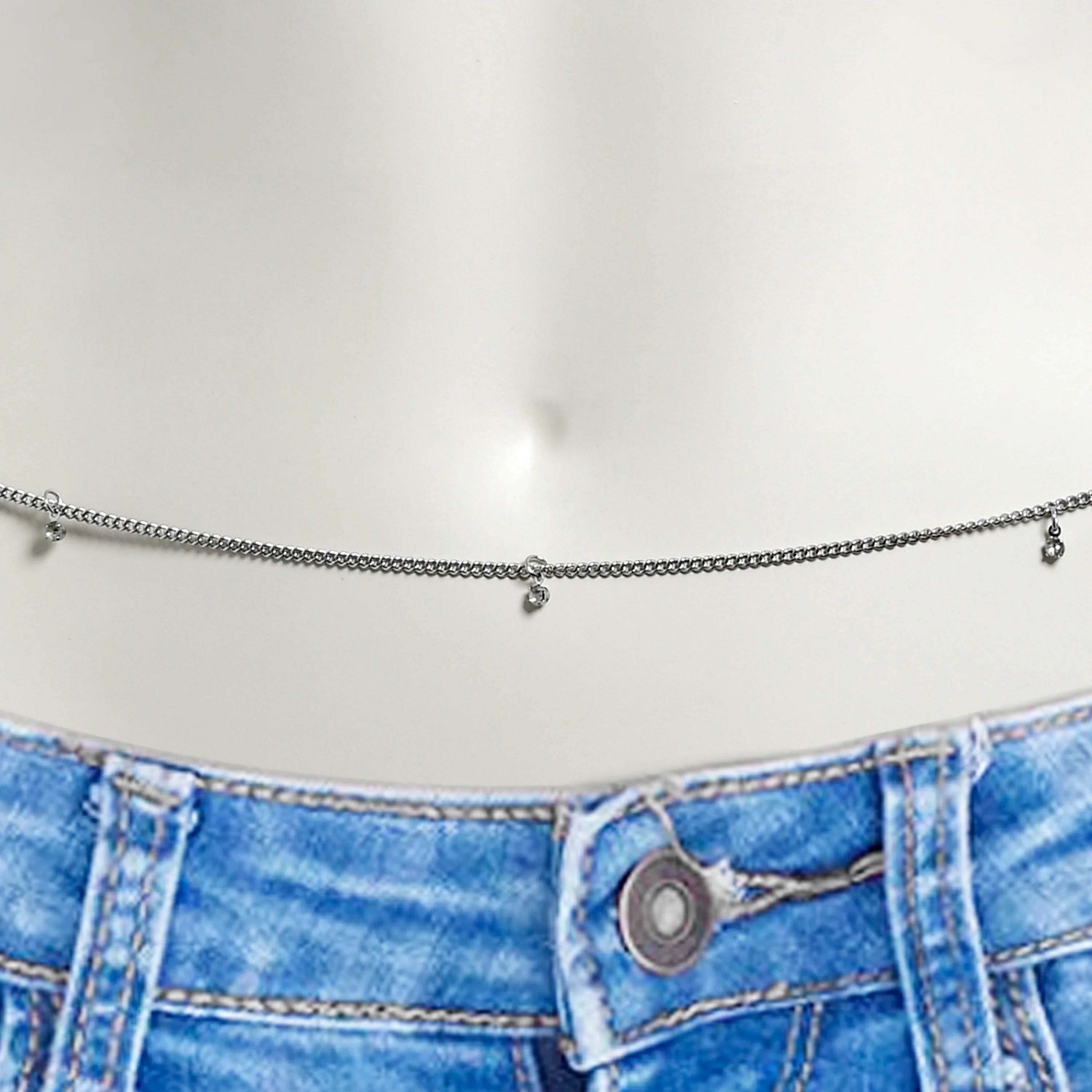 Clear Gem Simply Dangle Belly Chain - Image 2