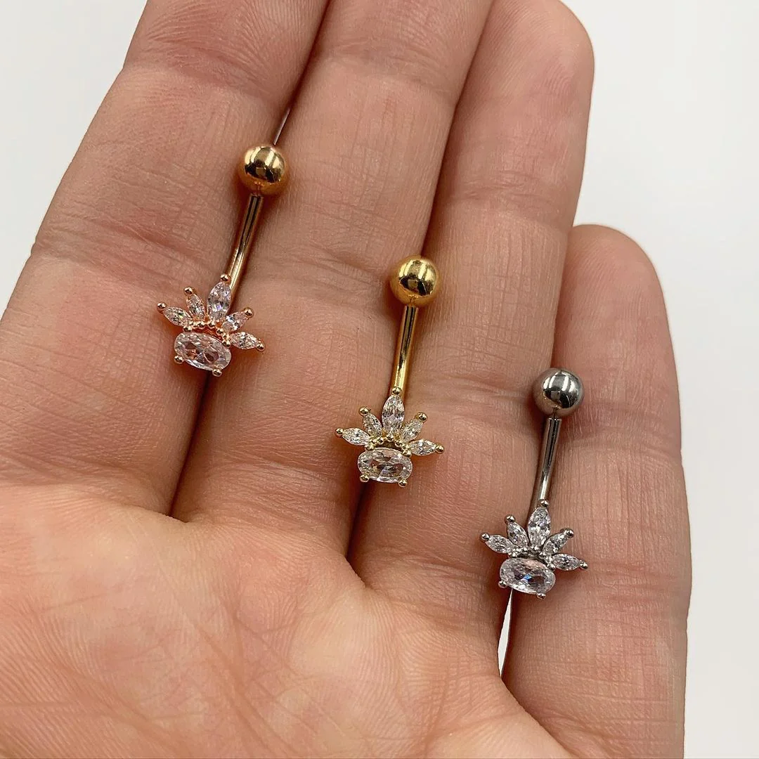 Clear Gem Spray Belly Ring - Image 2