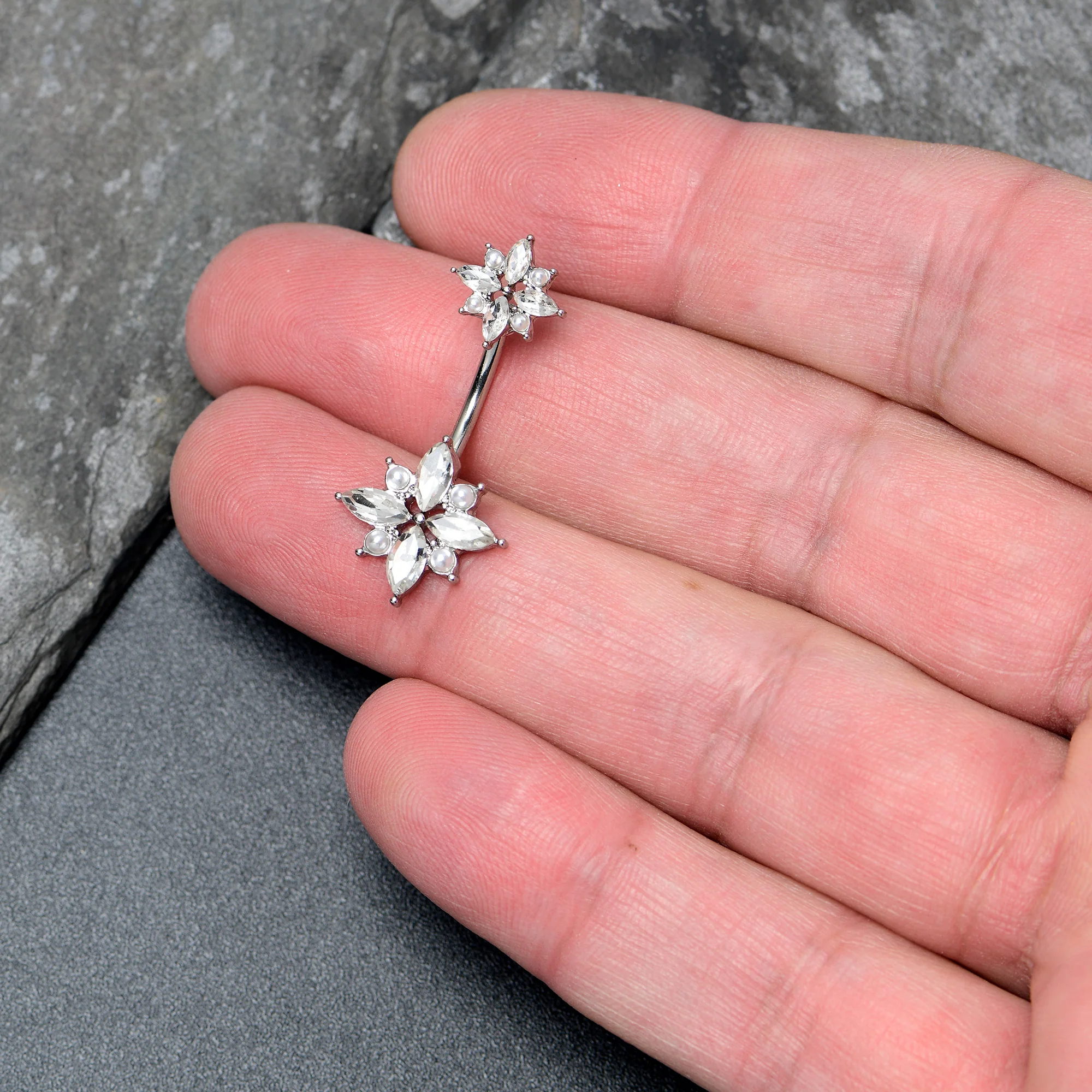 Clear Gem Star Power Double Mount Belly Ring - Image 2