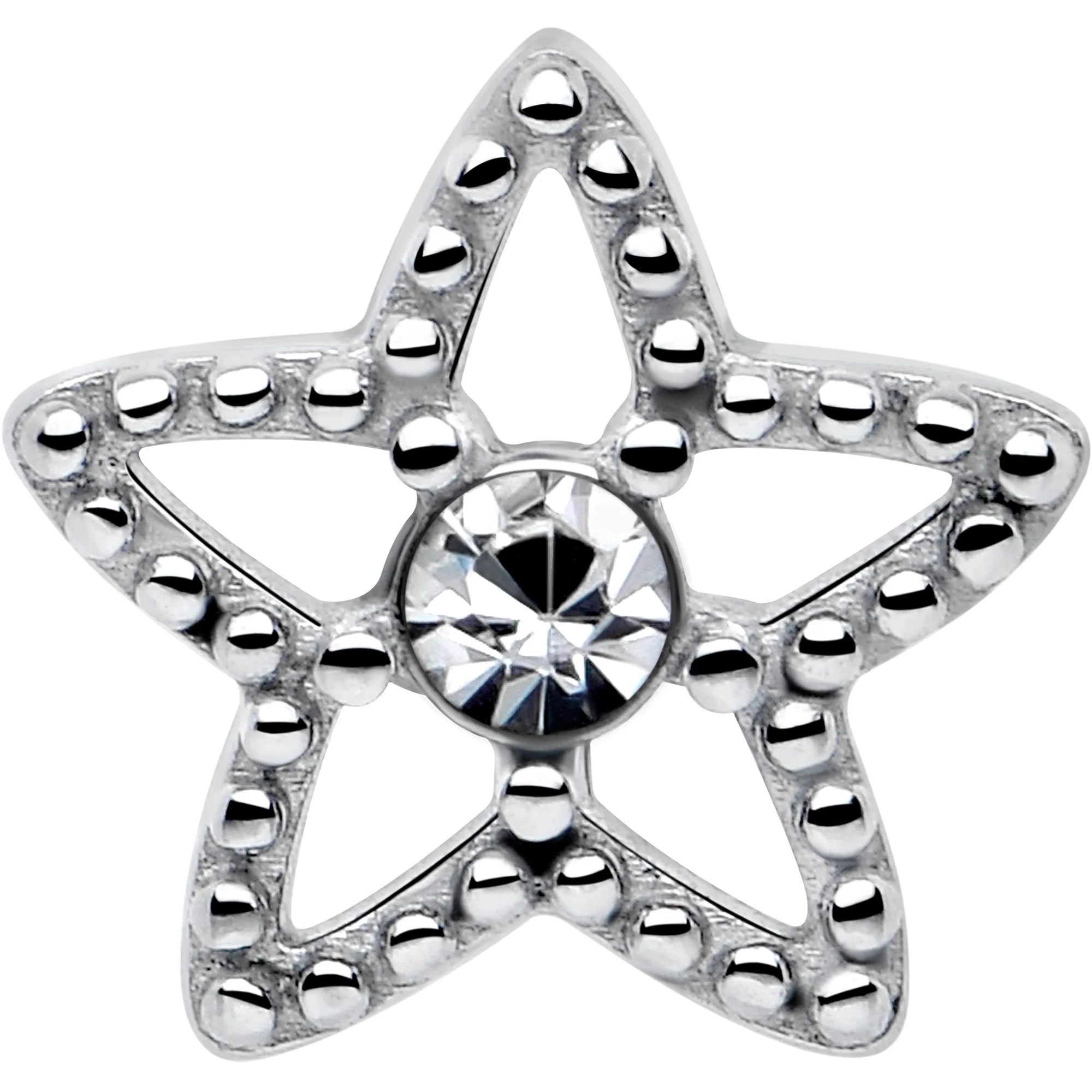 Clear Gem Star Texture Barbell Tongue Ring - Image 3