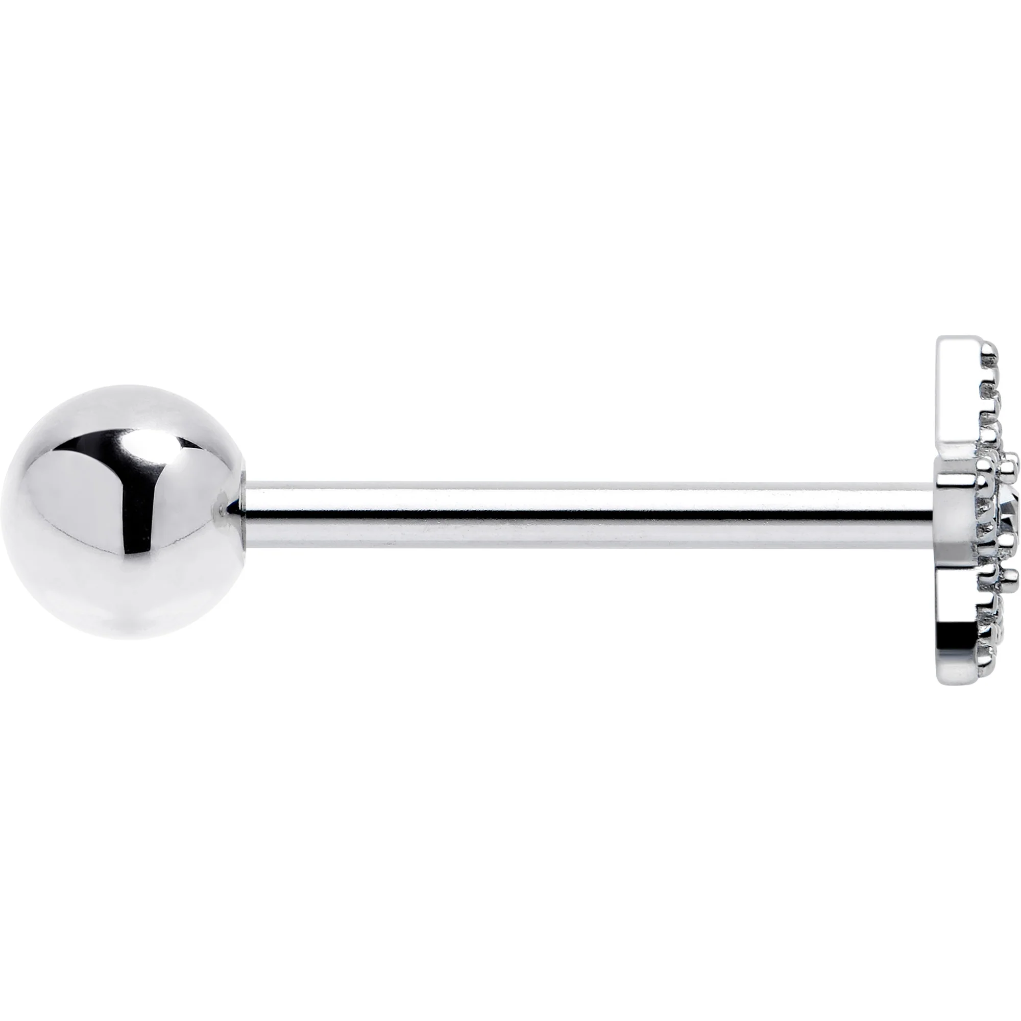 Clear Gem Star Texture Barbell Tongue Ring - Image 4