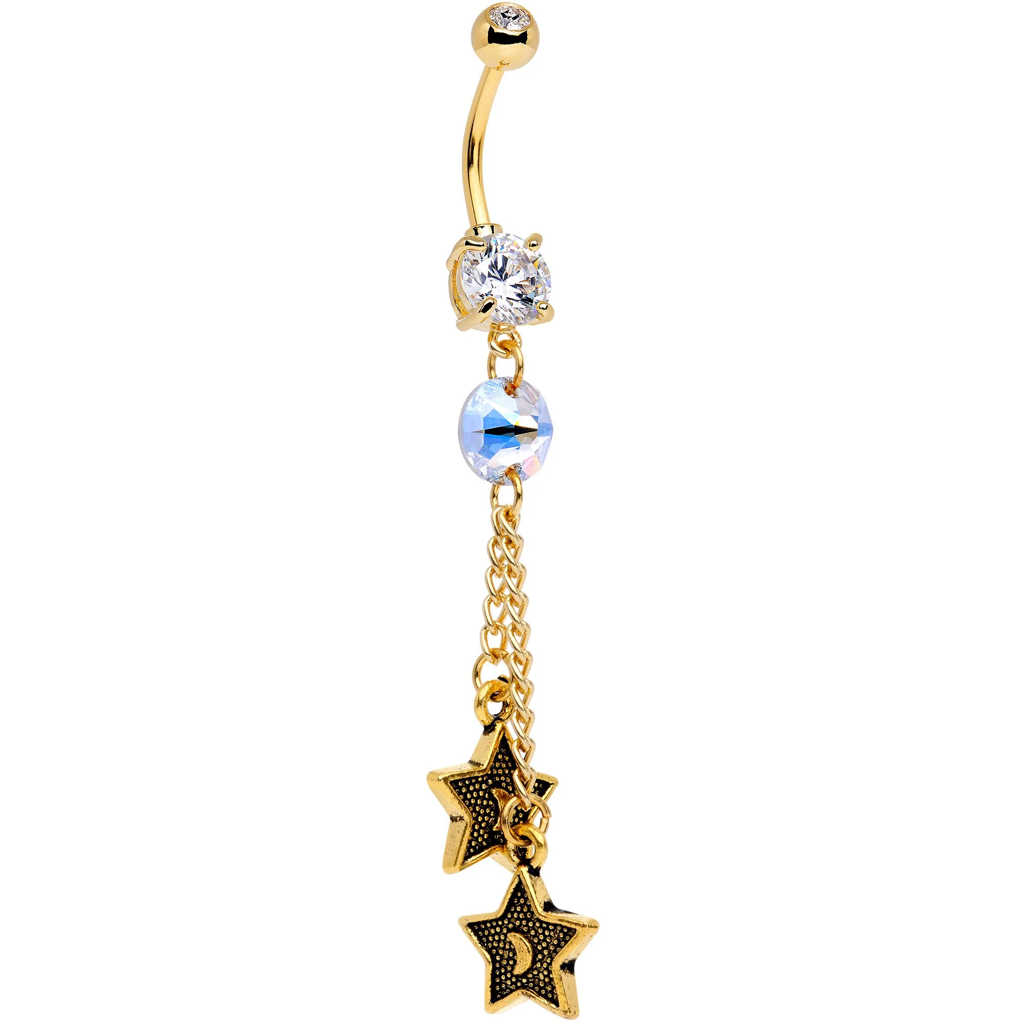 Clear Gem Starshine Dangle Belly Ring Created with Crystals - Image 2