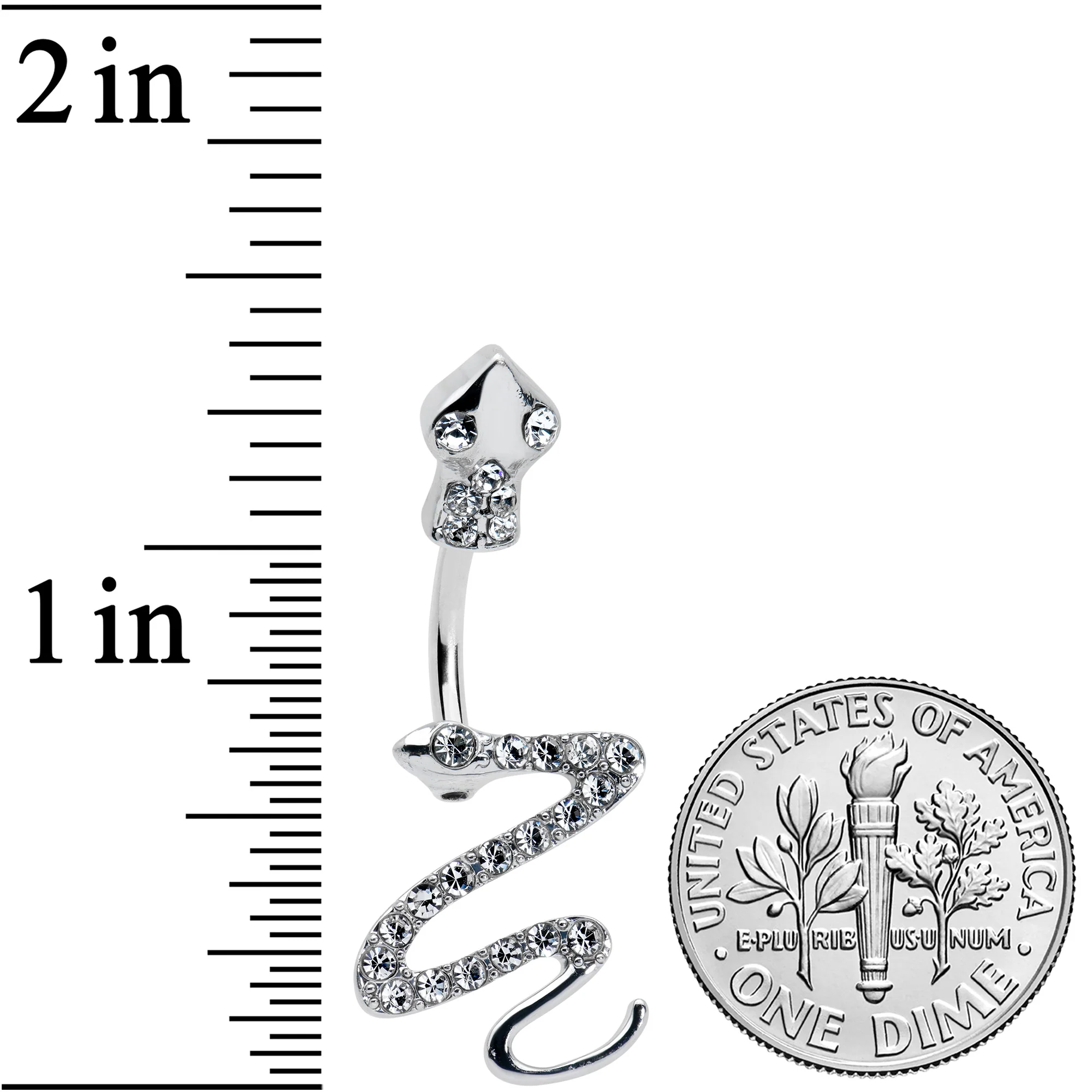 Clear Gem Stylish Snakes Double Mount Belly Ring - Image 2