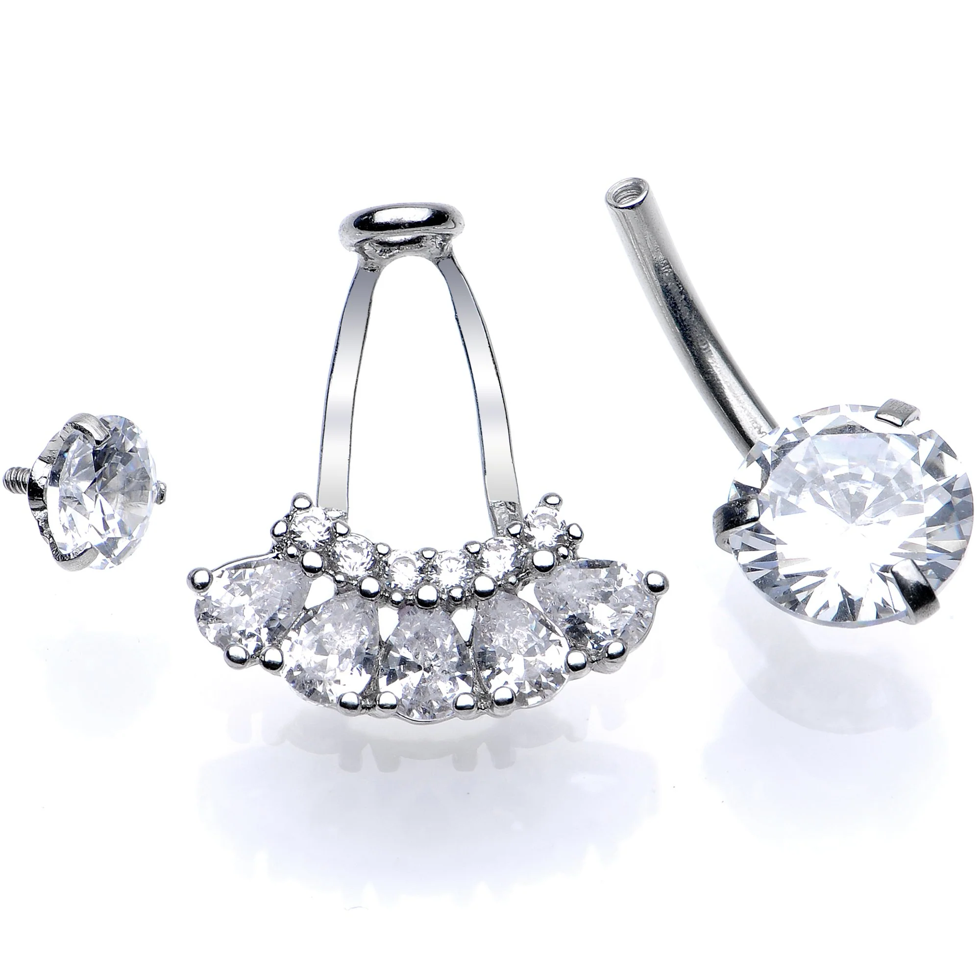 Clear Gem Swagger Sweep Dangle Belly Ring - Image 3