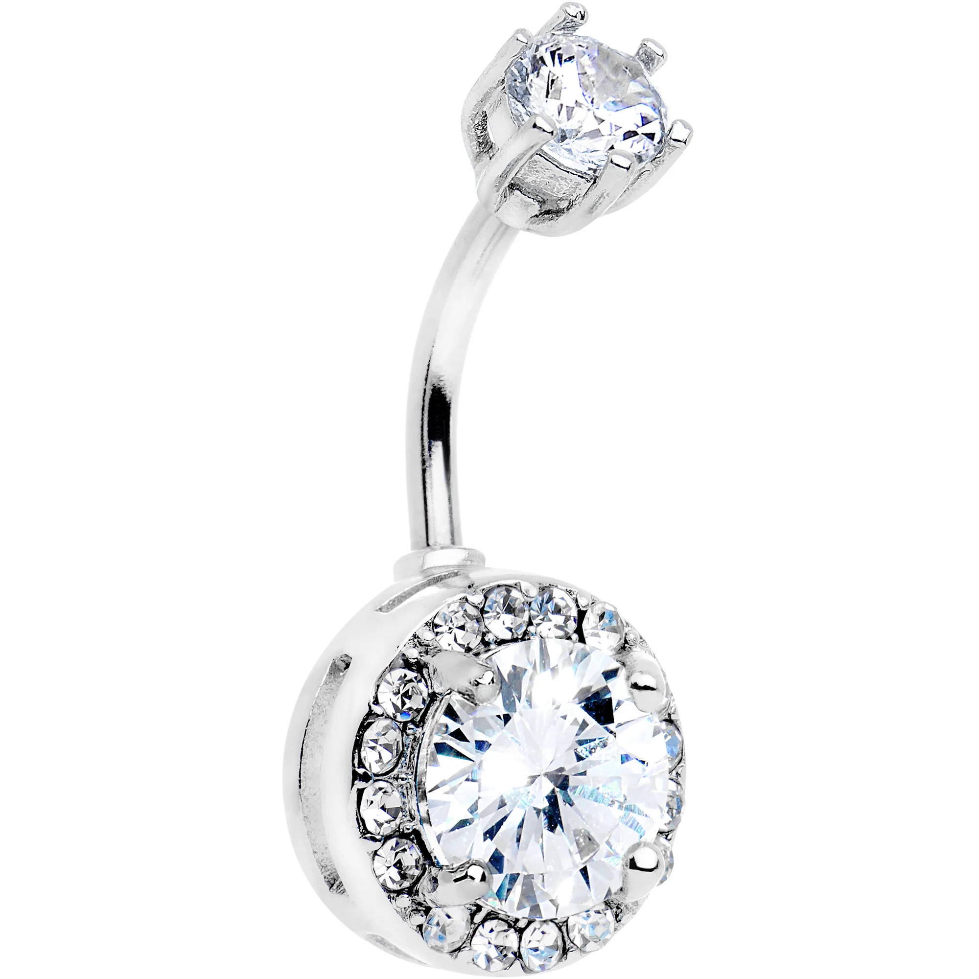 Clear Gem Top to Bottom Trendy Belly Ring - Image 3