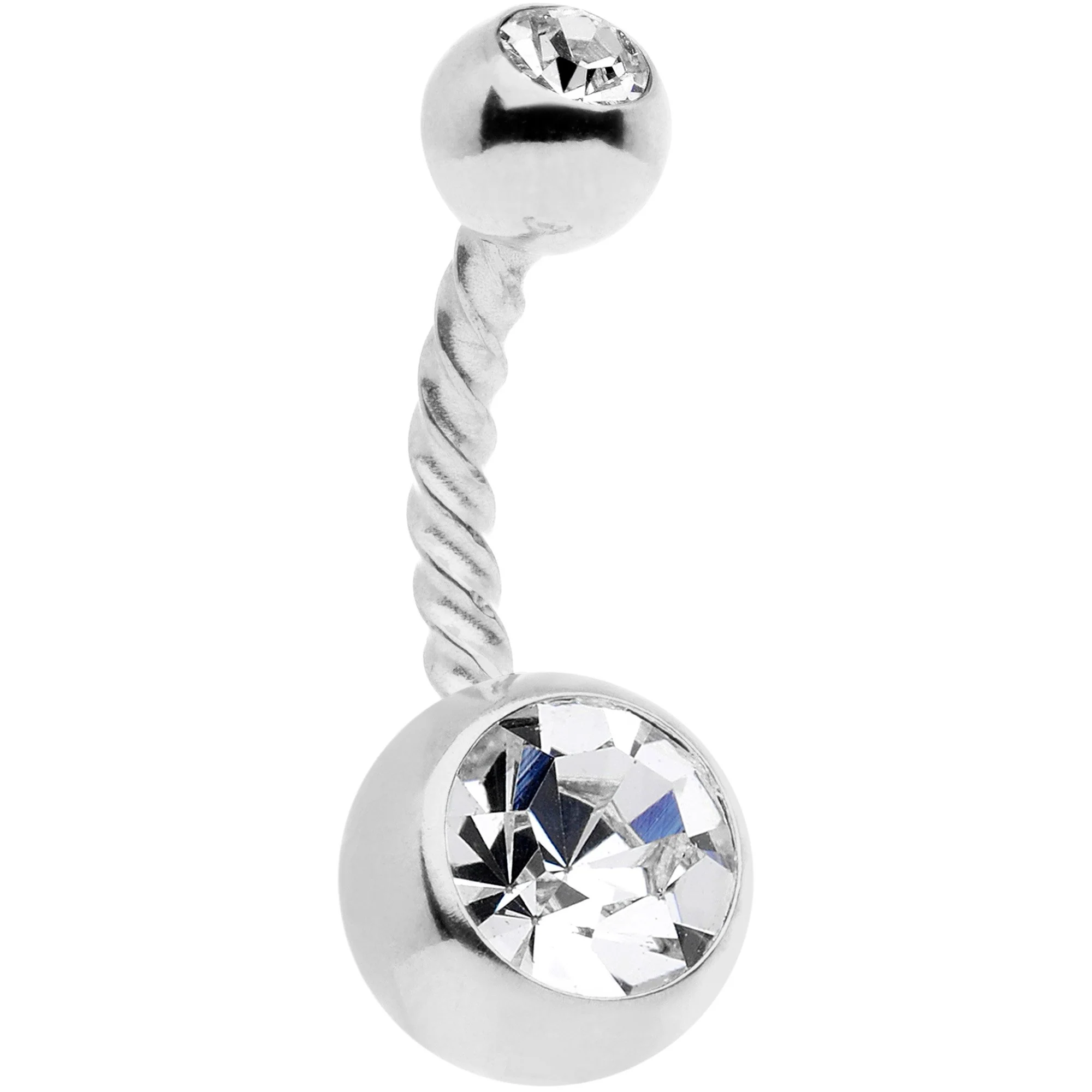 Clear Gem Totally Twisted Belly Ring Set of 2 - Image 2