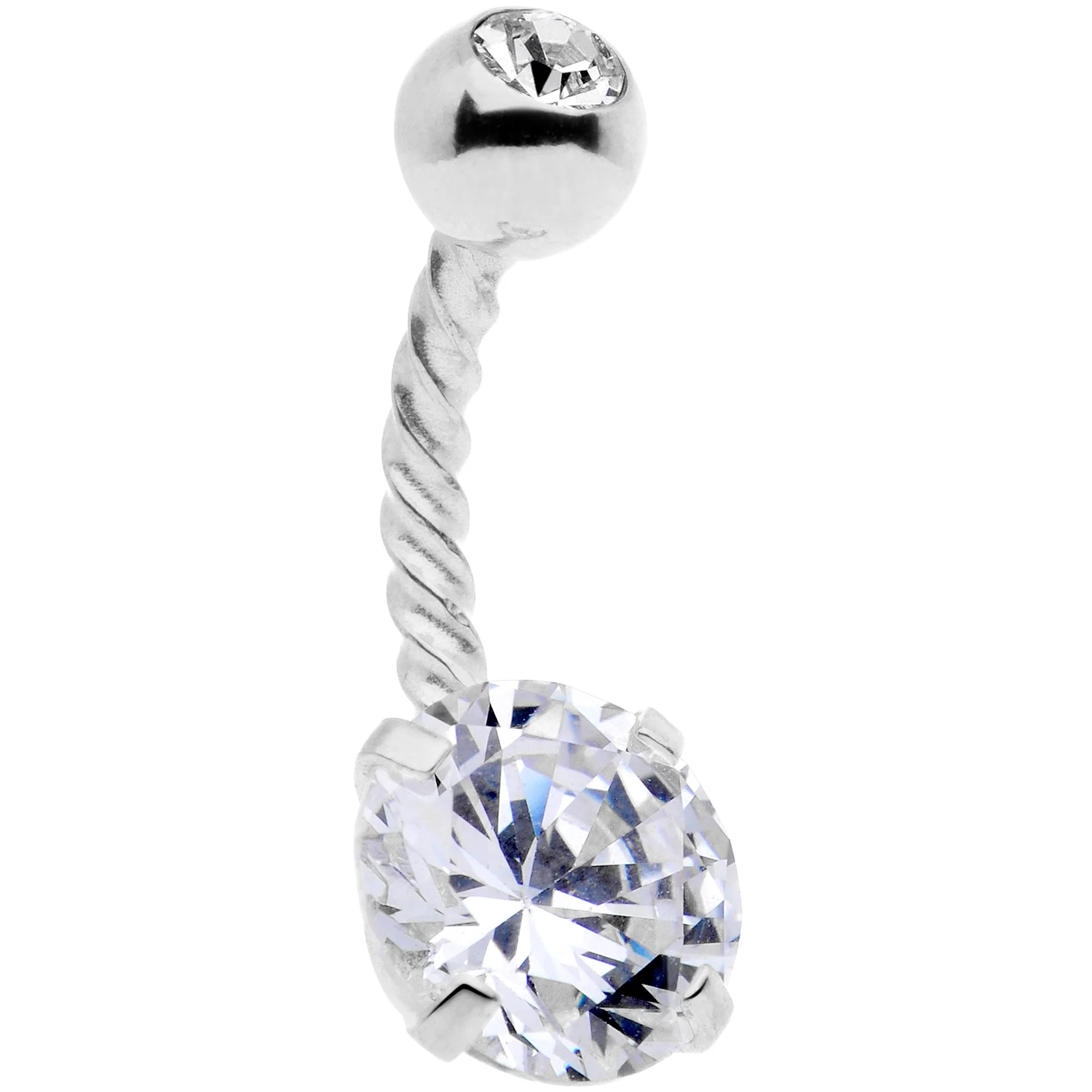 Clear Gem Totally Twisted Belly Ring Set of 2 - Image 3
