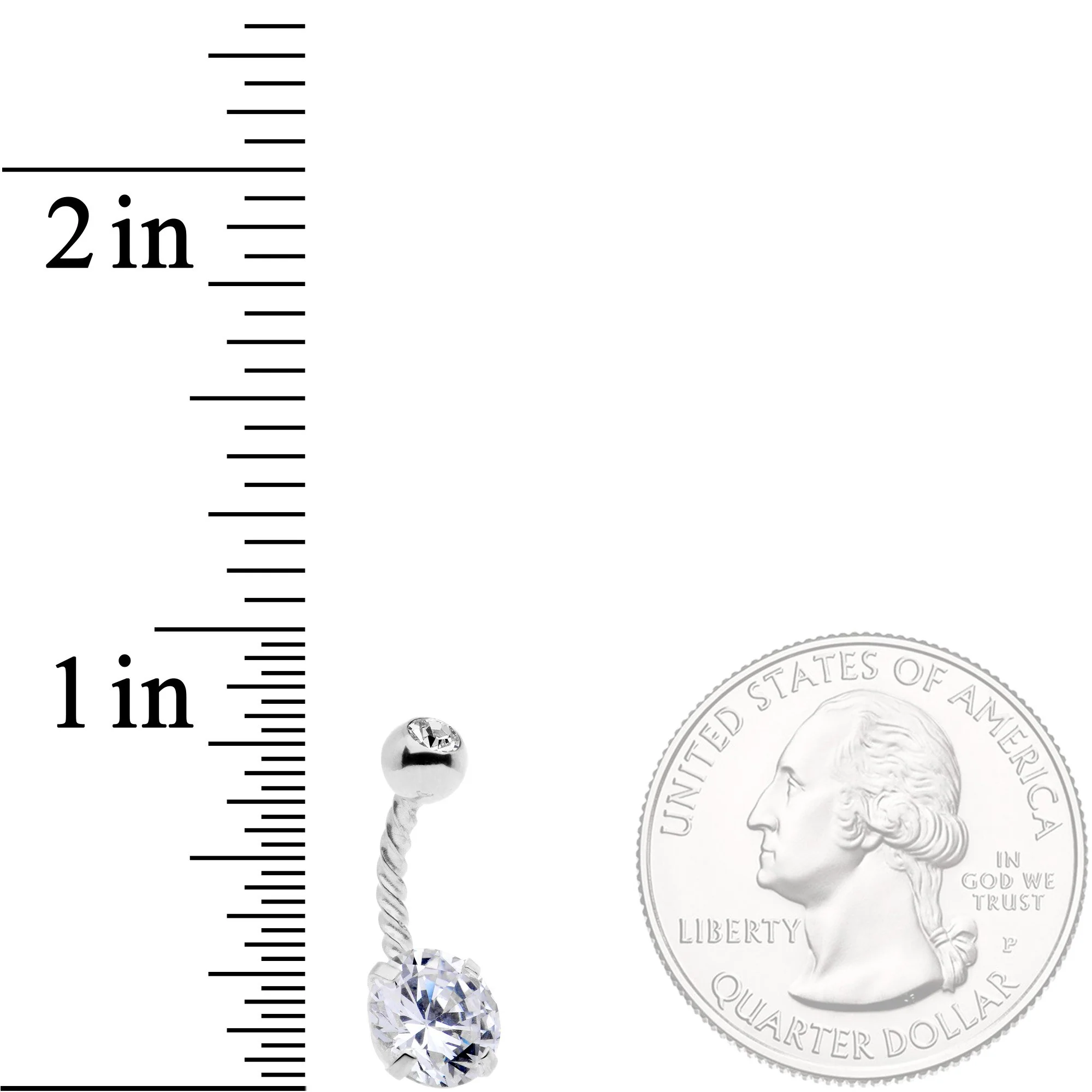 Clear Gem Totally Twisted Belly Ring Set of 2 - Image 4