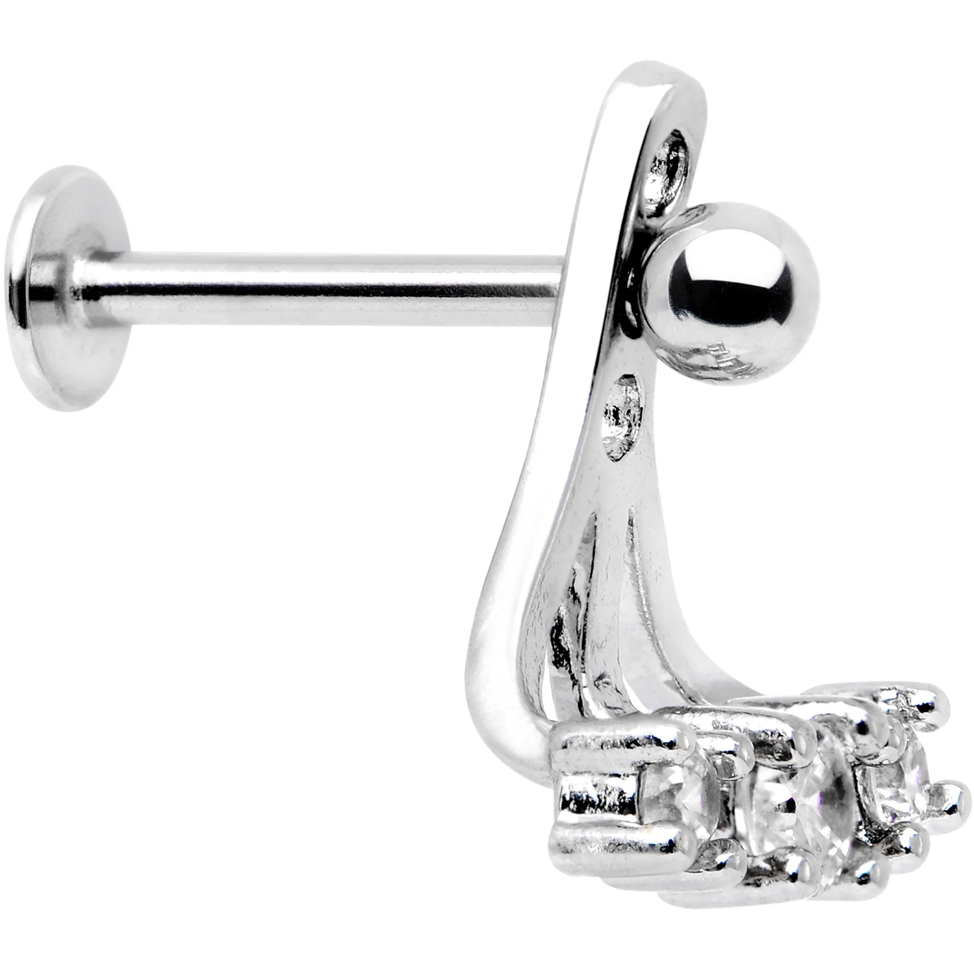 Clear Gem Triplet Fan Dangle Cartilage Tragus Helix Piercing - Image 2