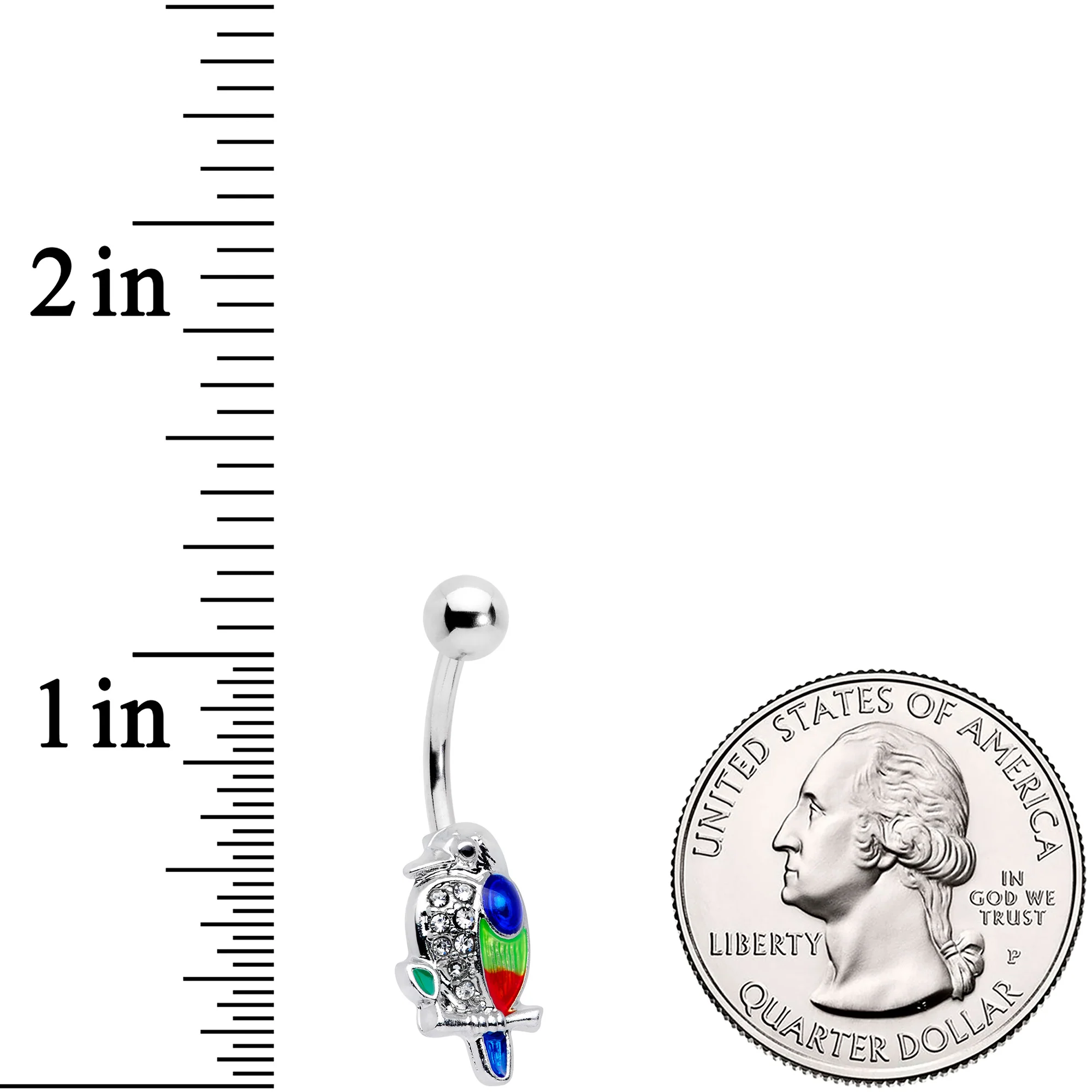 Clear Gem Tropical Parrot Bird Belly Ring - Image 2