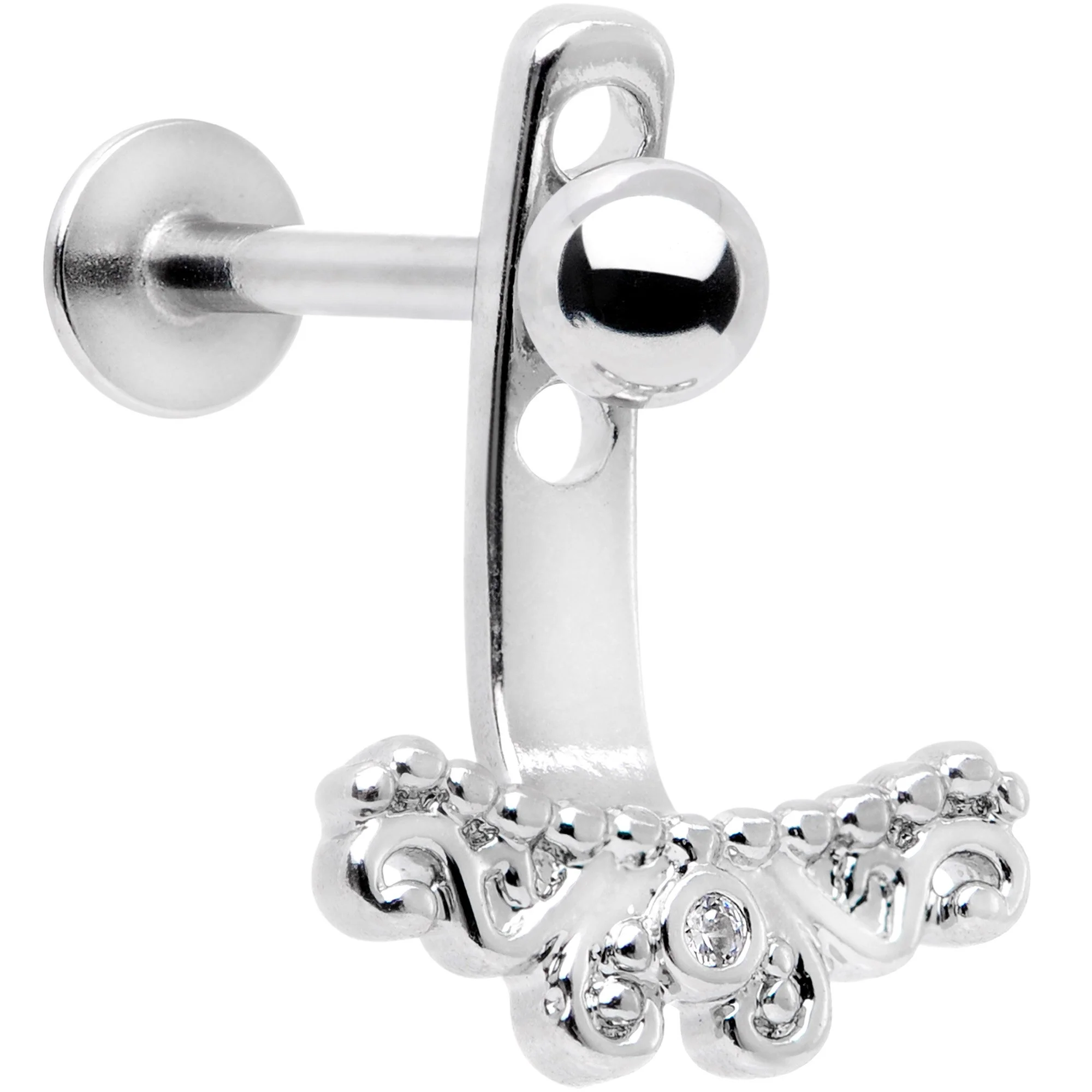 Clear Gem Victorian Swirl Dangle Cartilage Tragus Helix Piercing