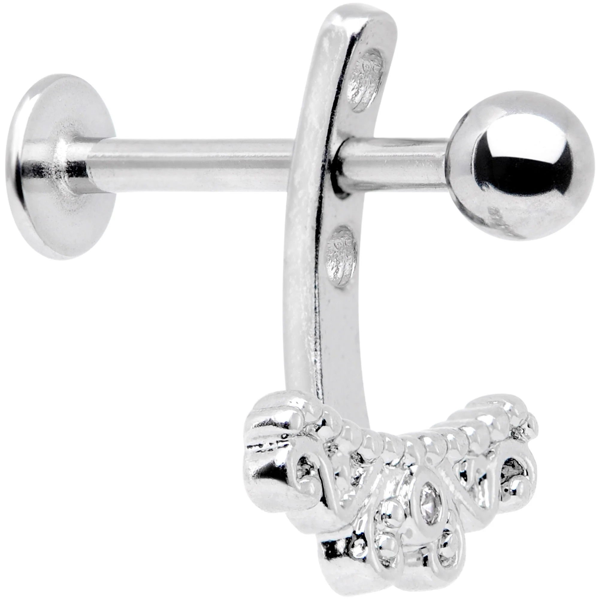 Clear Gem Victorian Swirl Dangle Cartilage Tragus Helix Piercing - Image 3