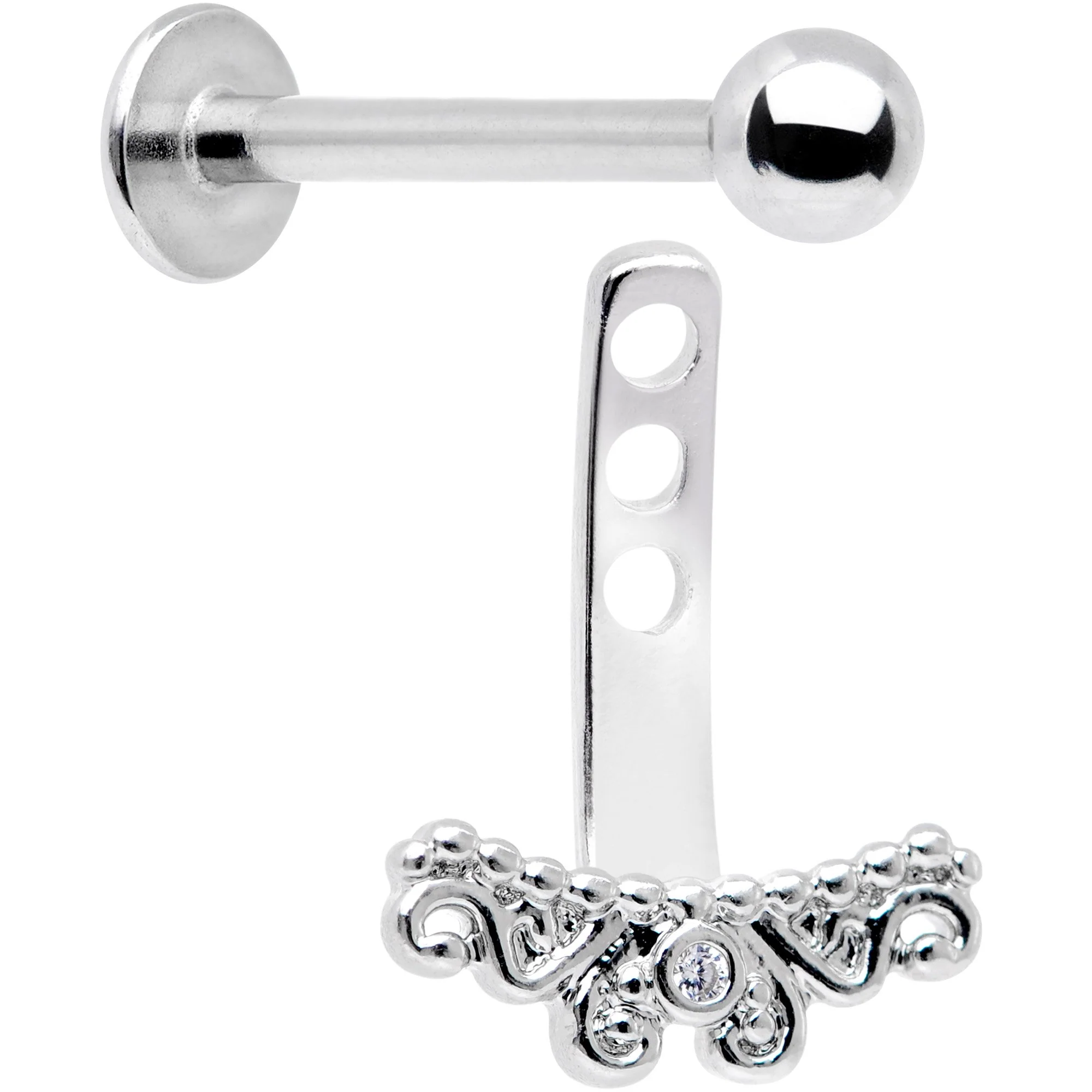 Clear Gem Victorian Swirl Dangle Cartilage Tragus Helix Piercing - Image 4