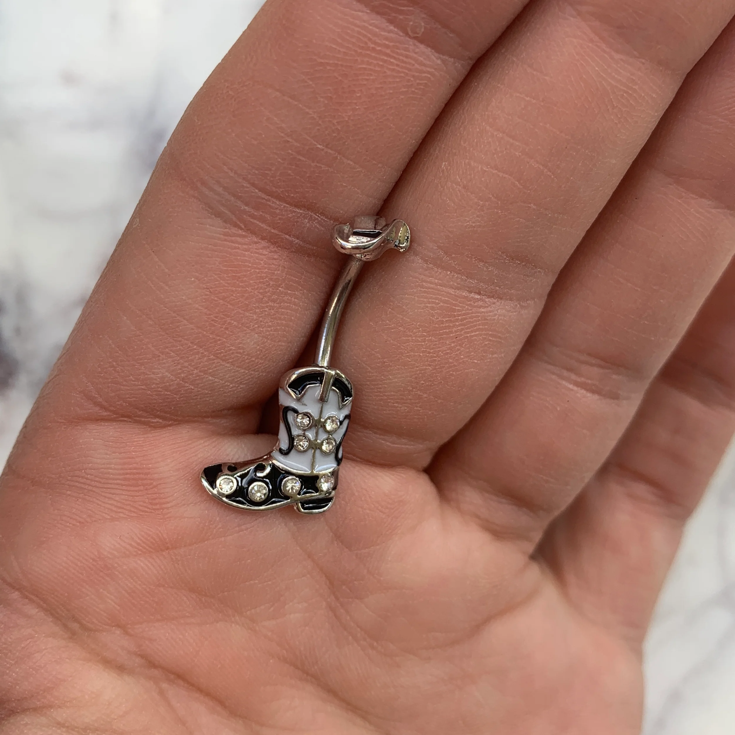 Clear Gem Western Boot Hat Belly Ring - Image 2