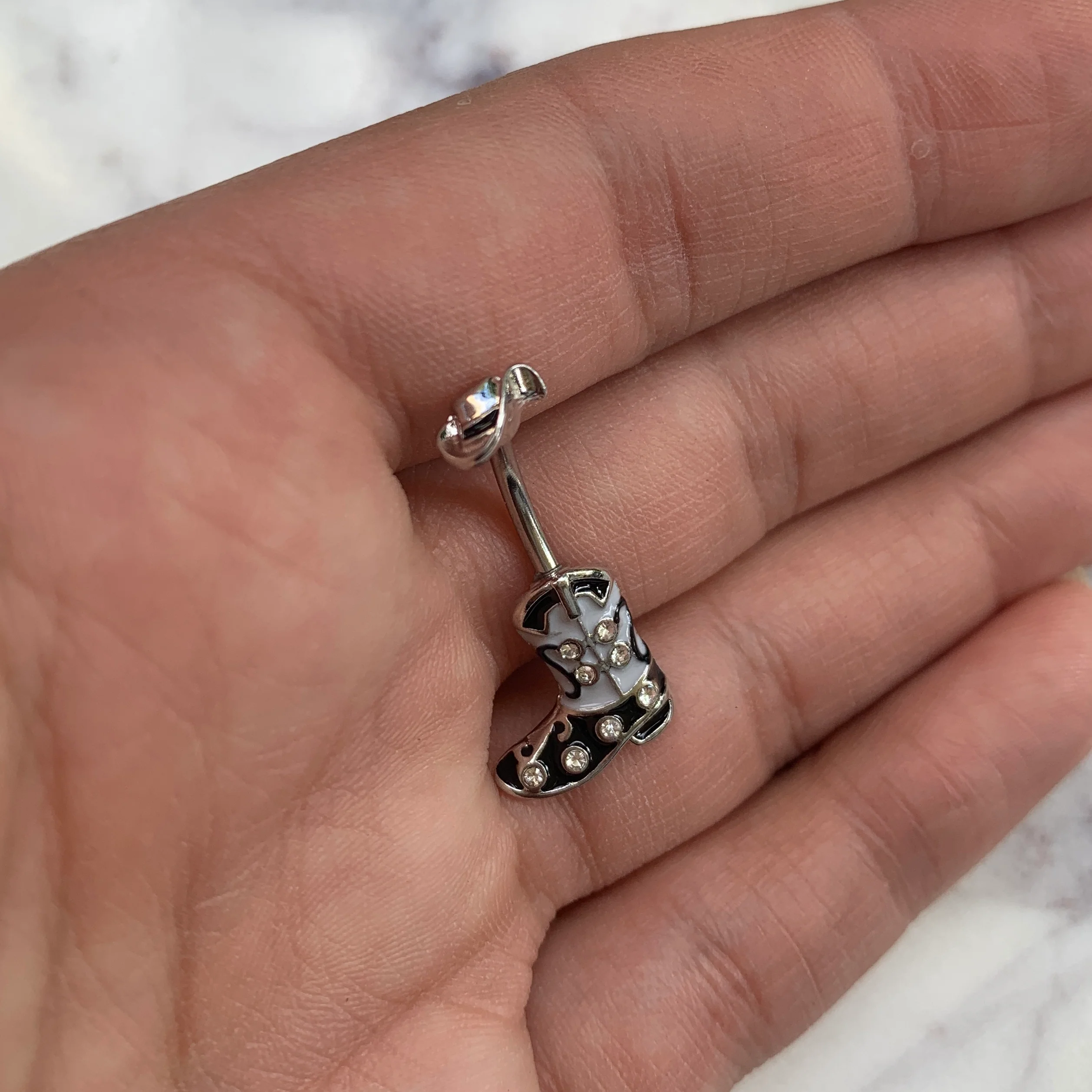 Clear Gem Western Boot Hat Belly Ring - Image 3
