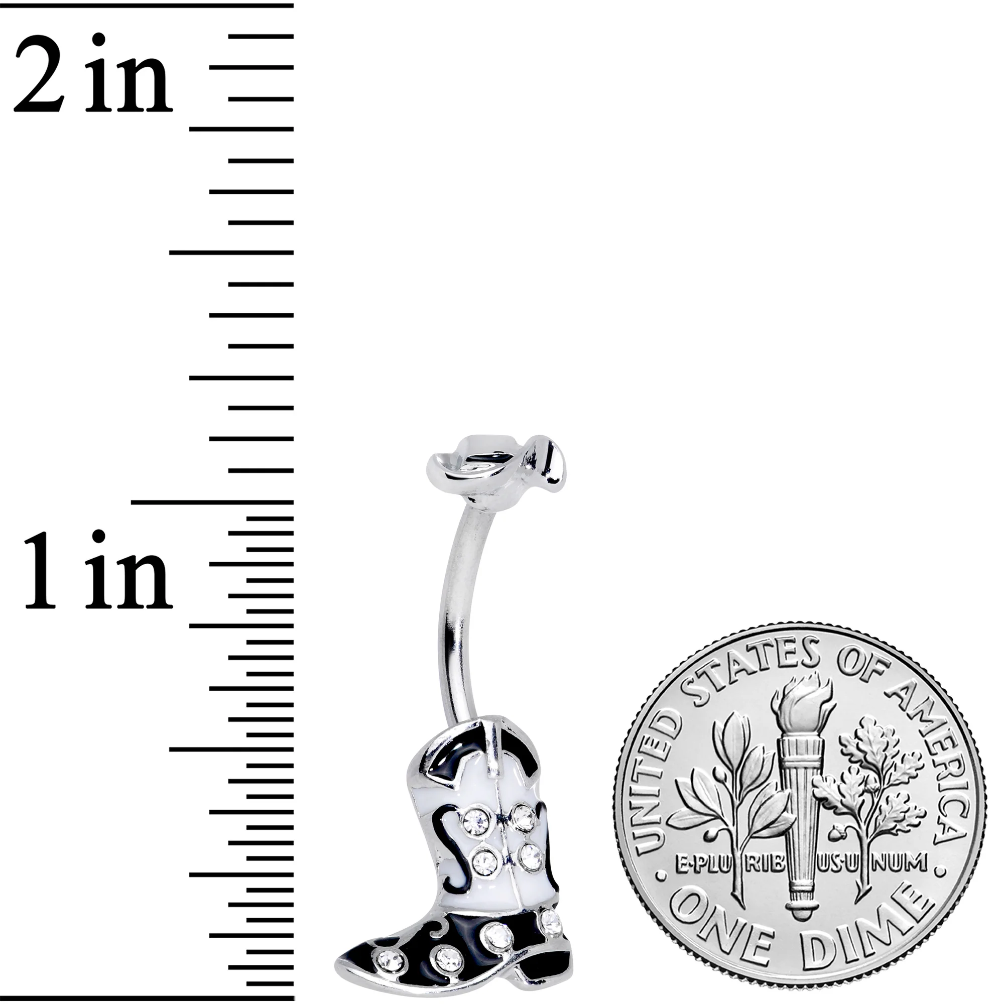 Clear Gem Western Boot Hat Belly Ring - Image 4