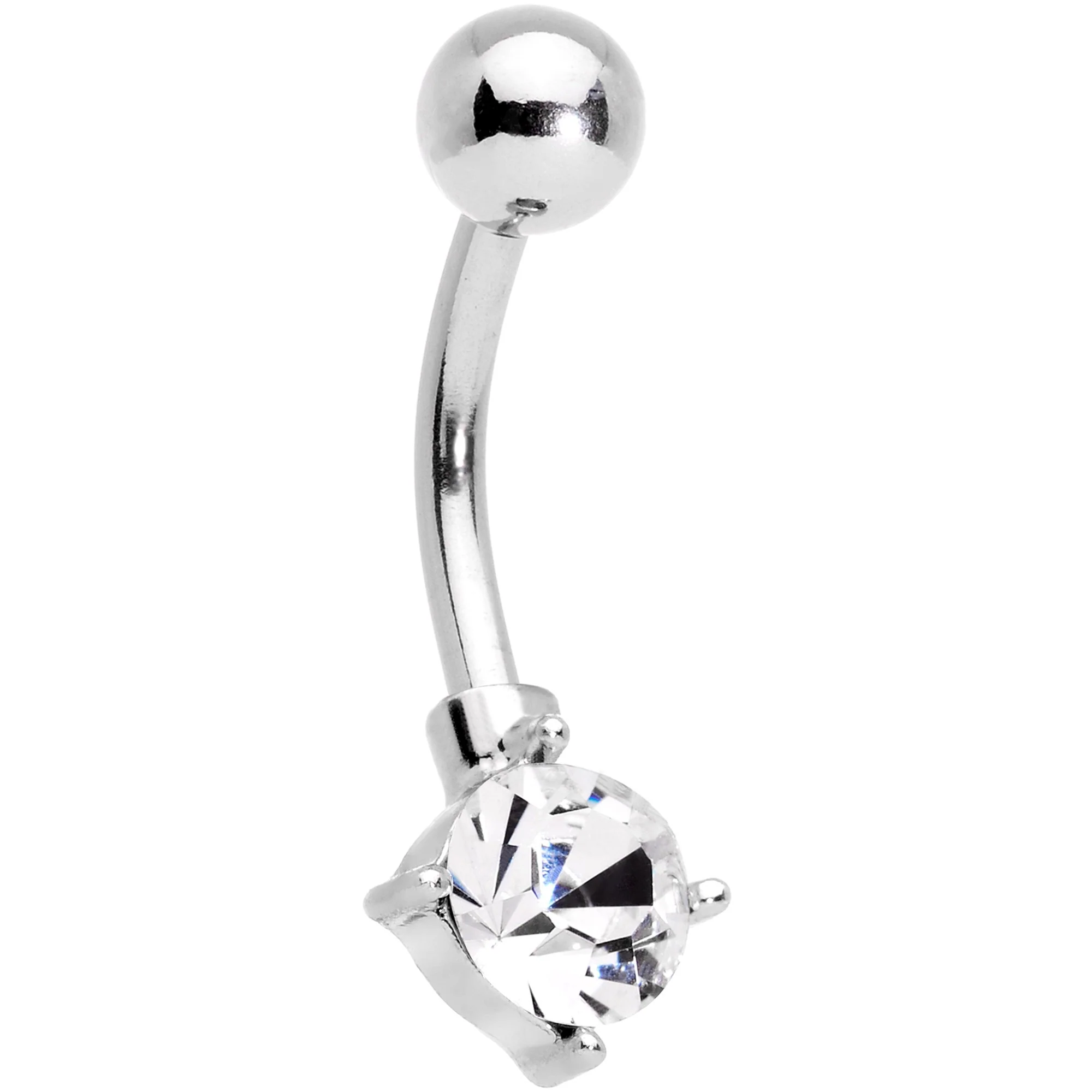 Clear Gem White Faux Druzy Flower Belly Ring Set of 4 - Image 4