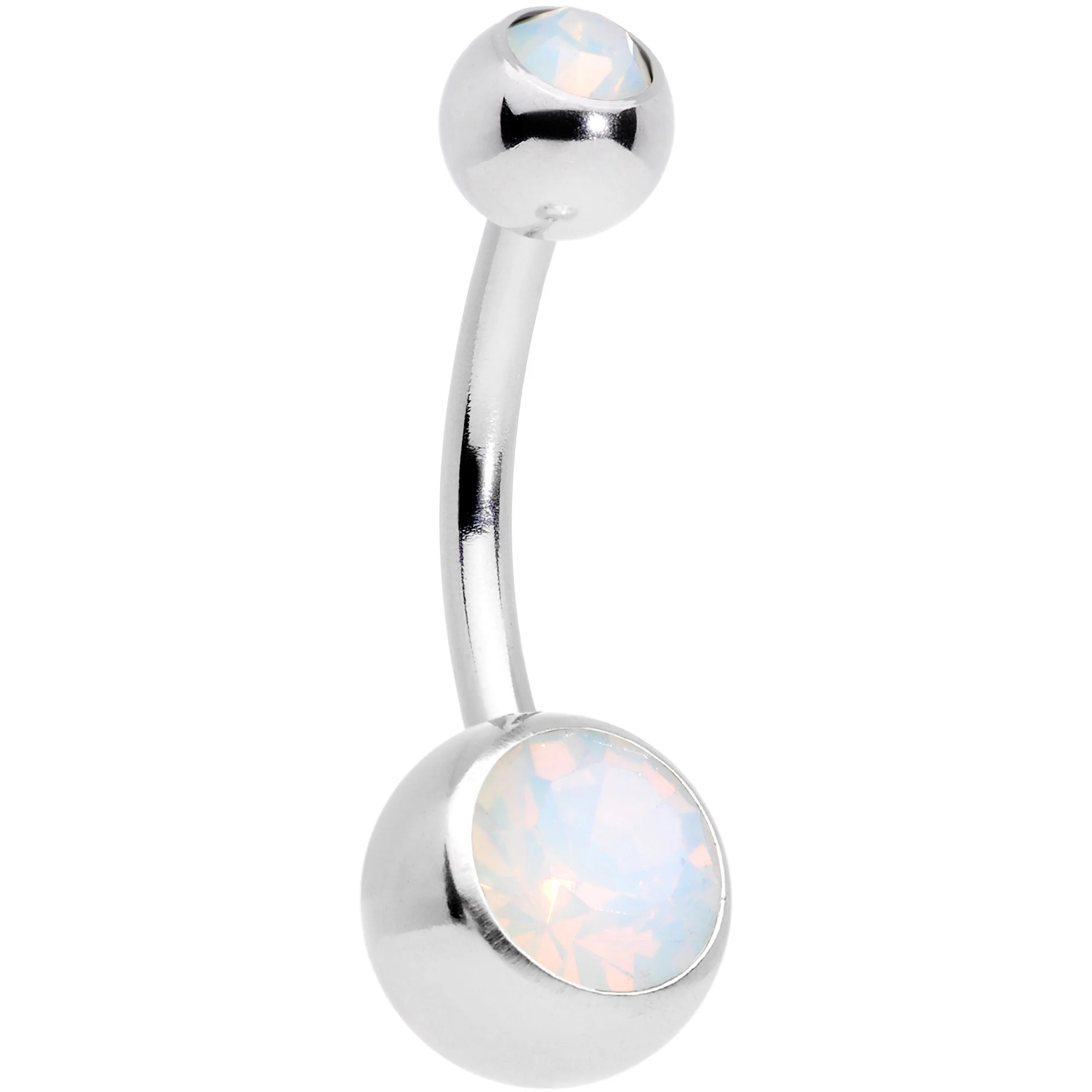 Clear Gem White Faux Opal Turquoise Bioplast Belly Ring Set of 4 - Image 3