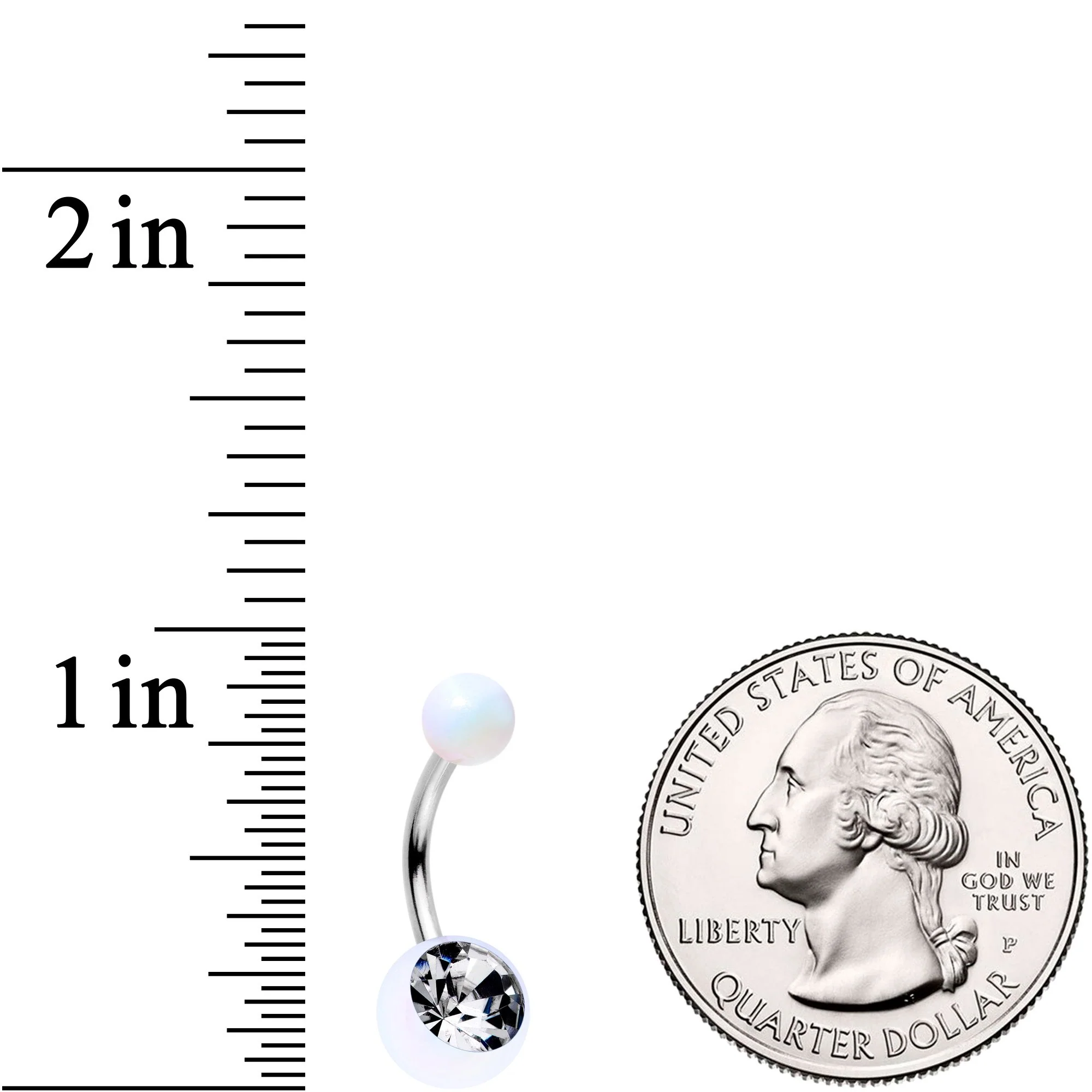 Clear Gem White Pearlescent Acrylic Celestial Rainbow Belly Ring - Image 3