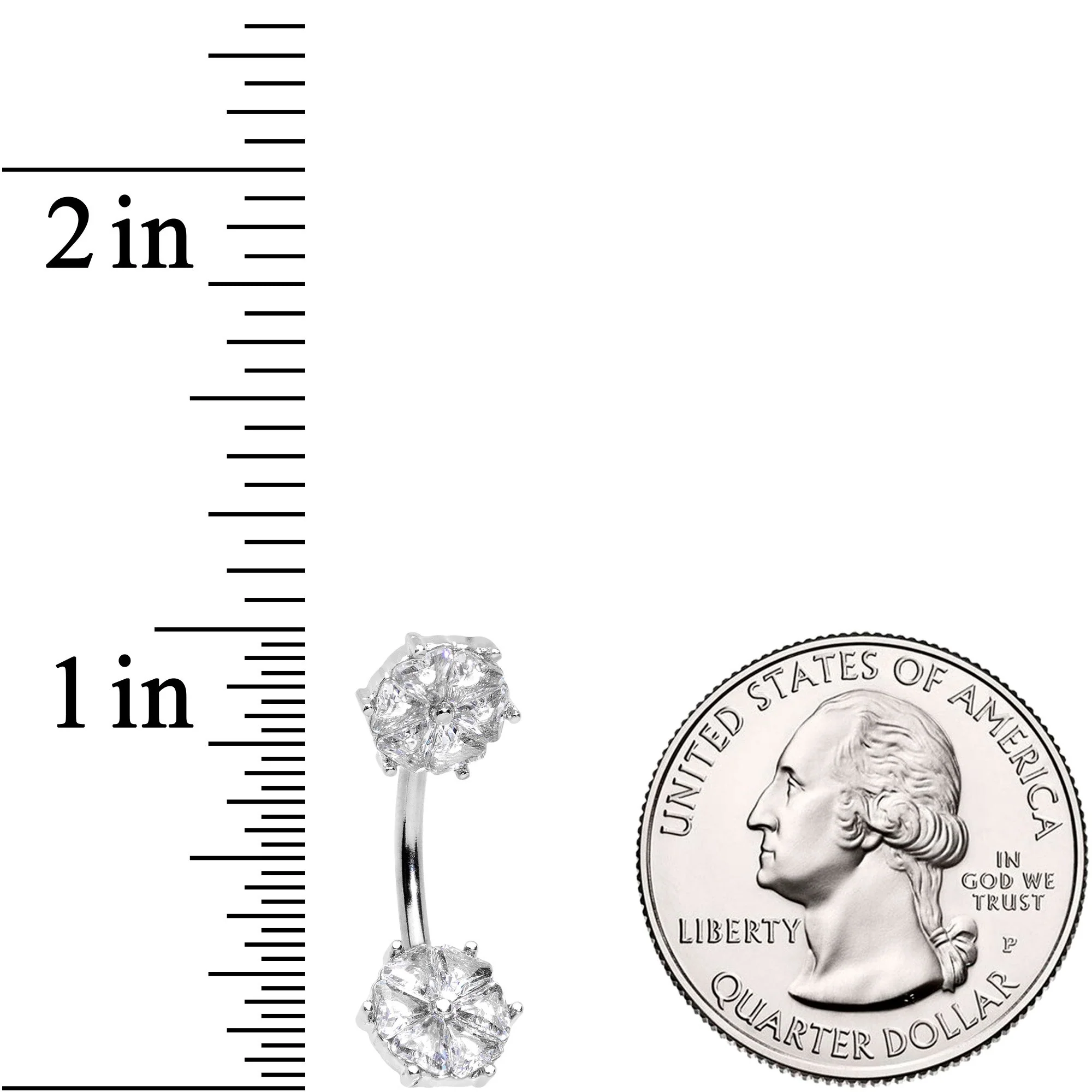 Clear Gem Winter Fun Snowflake Double Mount Belly Ring - Image 2