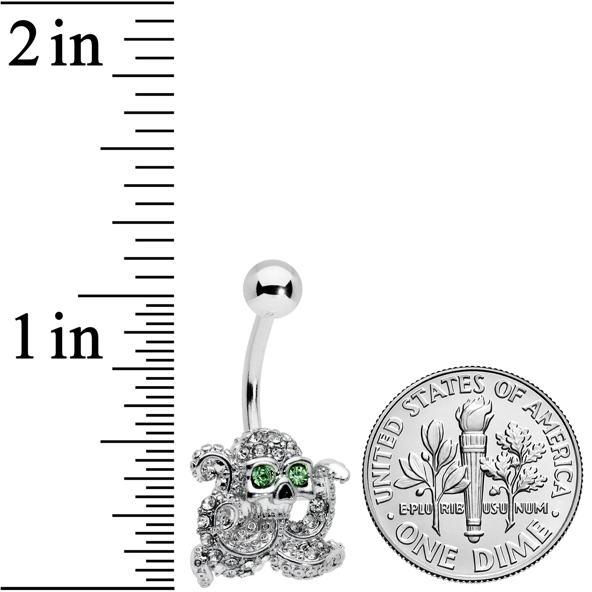 Clear Green Gem Sunglasses Octopus Belly Ring - Image 2