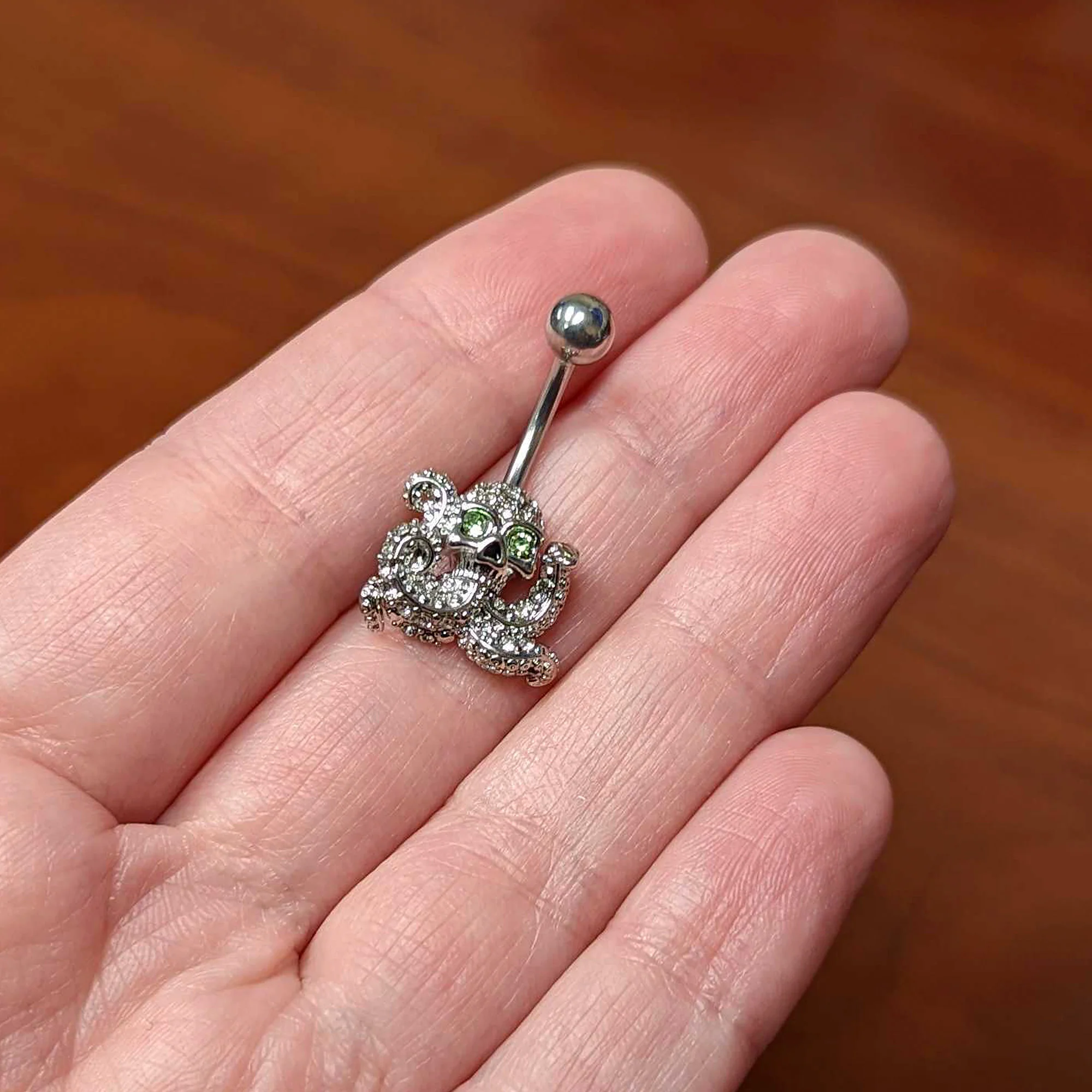Clear Green Gem Sunglasses Octopus Belly Ring - Image 3