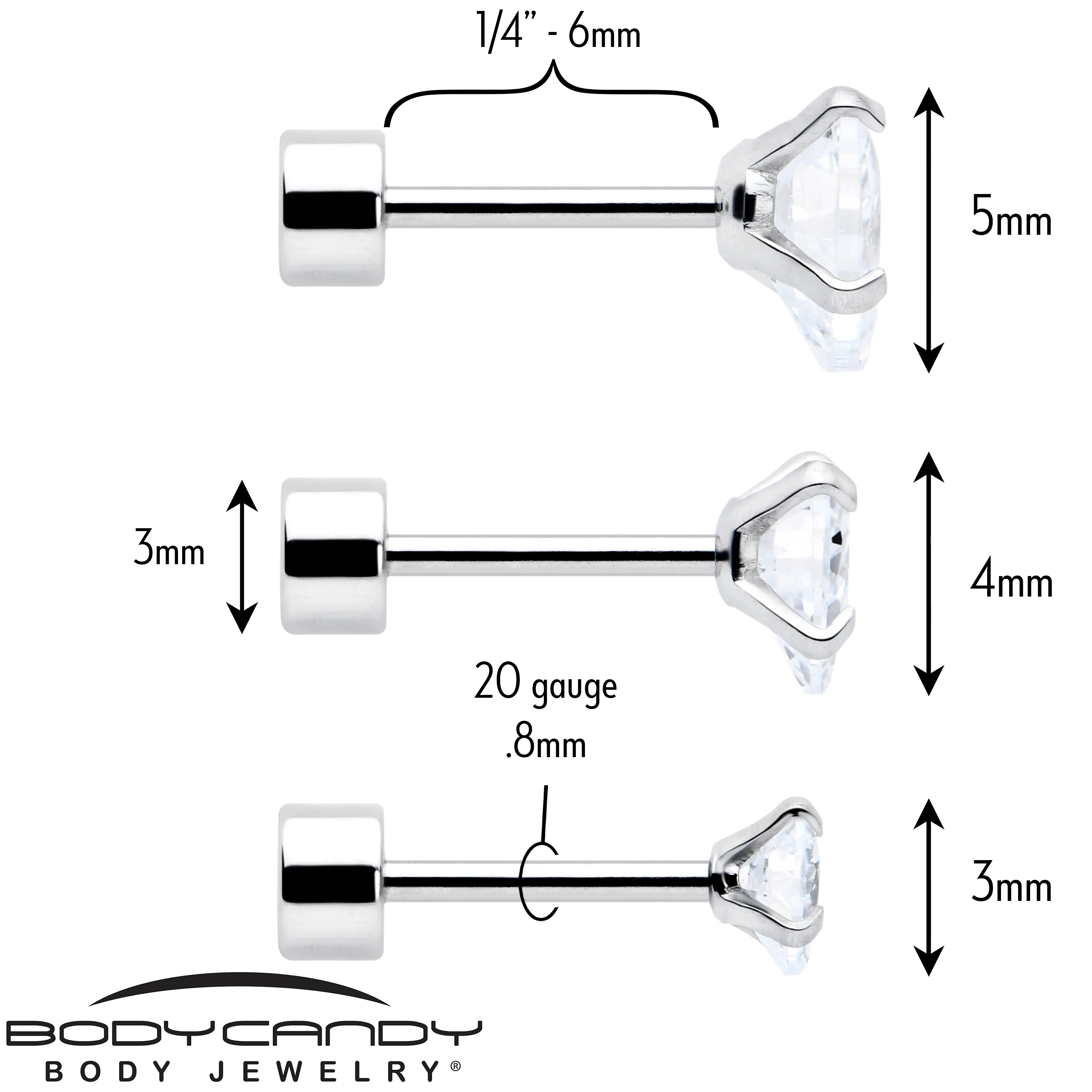 Clear Heart CZ Flat Back Stud Earrings - 3 Pairs - Image 6
