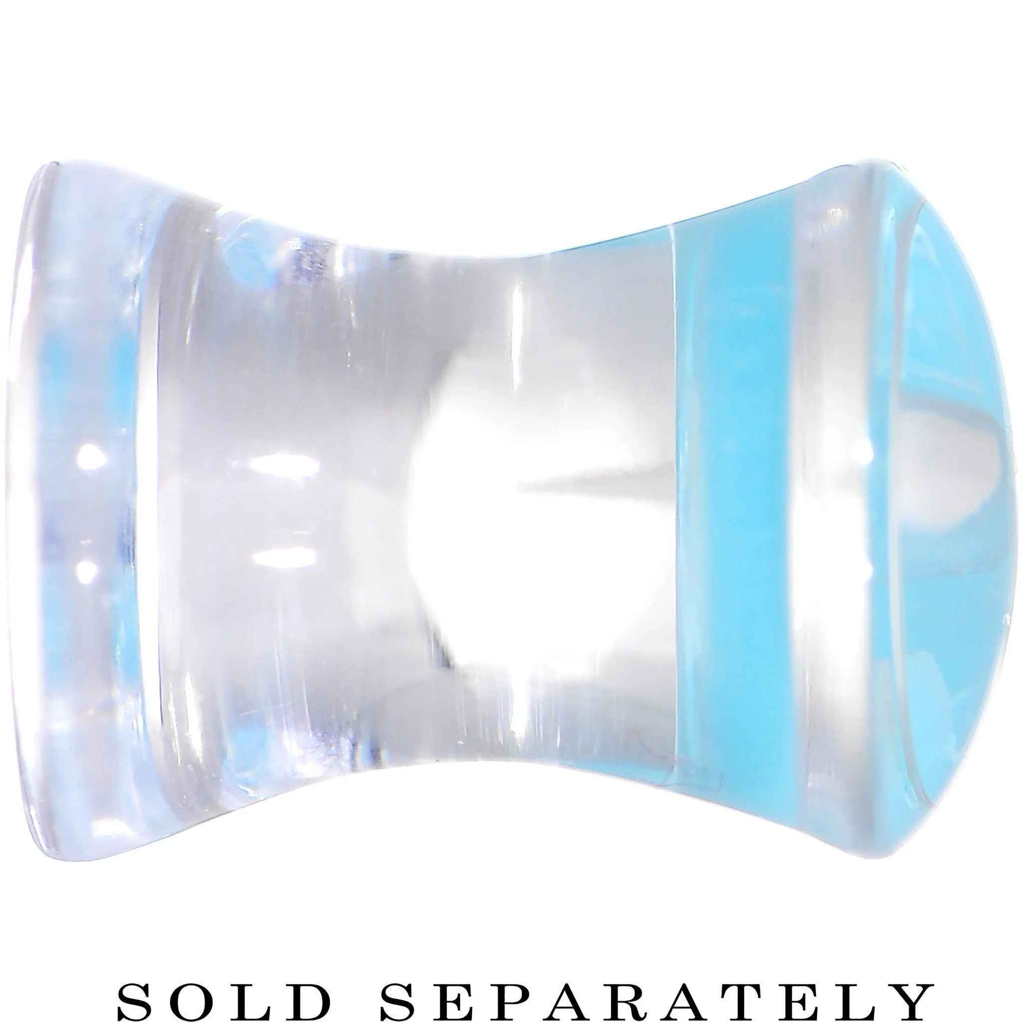 Clear Light Blue Acrylic Set Sail Nautical Anchor Saddle Plug Available in Sizes 6mm to 20mm - Image 2