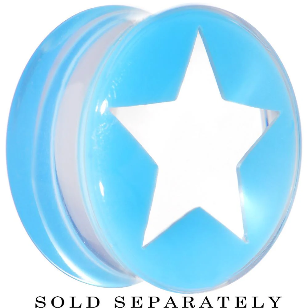 Clear Light Blue Acrylic Wish on a Star Saddle Plug 2G to 20mm - Image 10
