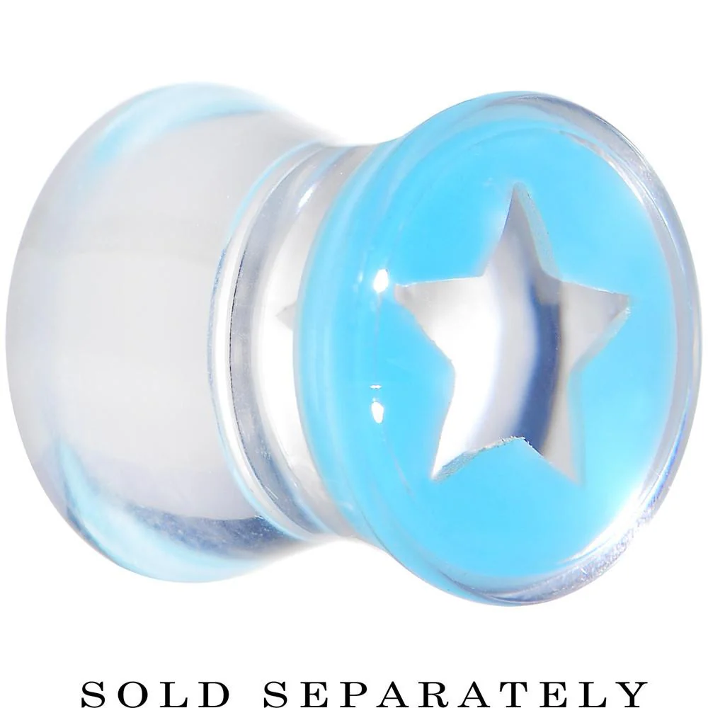 Clear Light Blue Acrylic Wish on a Star Saddle Plug 2G to 20mm - Image 4