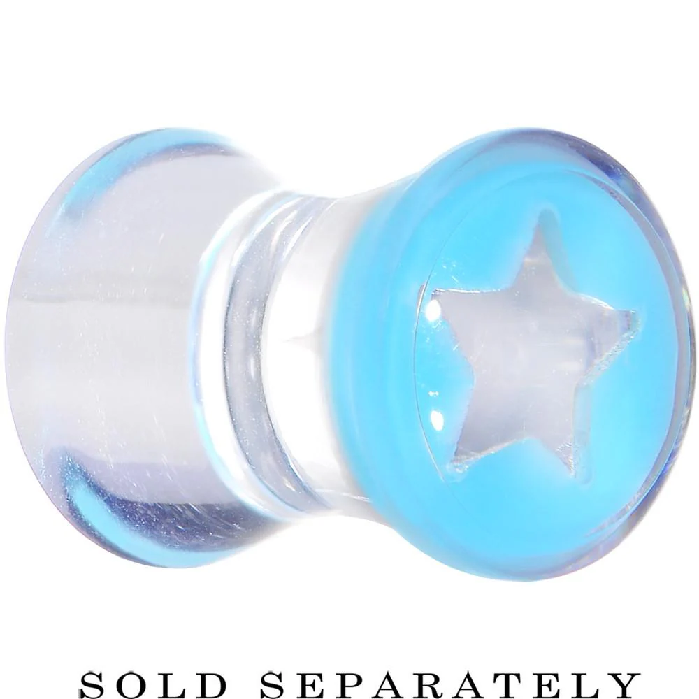 Clear Light Blue Acrylic Wish on a Star Saddle Plug 2G to 20mm - Image 5