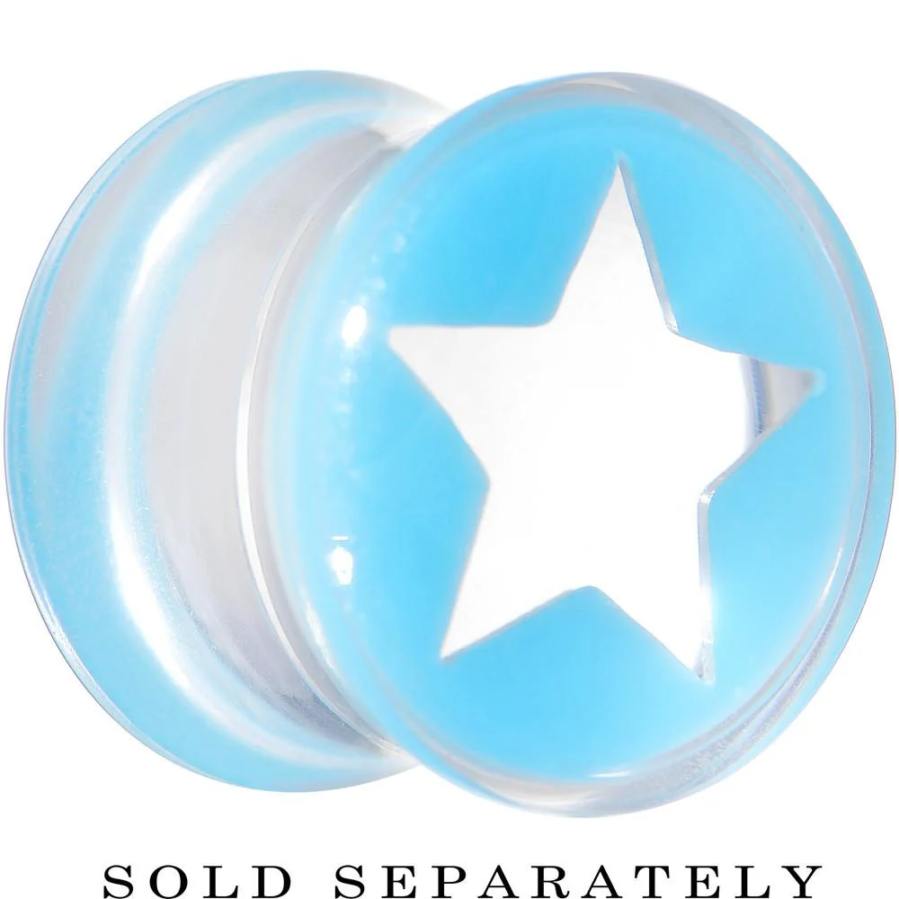 Clear Light Blue Acrylic Wish on a Star Saddle Plug 2G to 20mm - Image 6