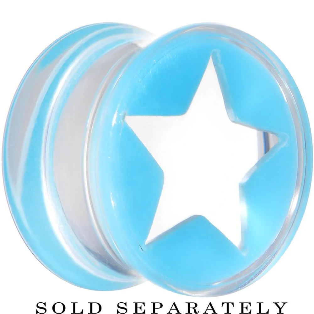 Clear Light Blue Acrylic Wish on a Star Saddle Plug 2G to 20mm - Image 7