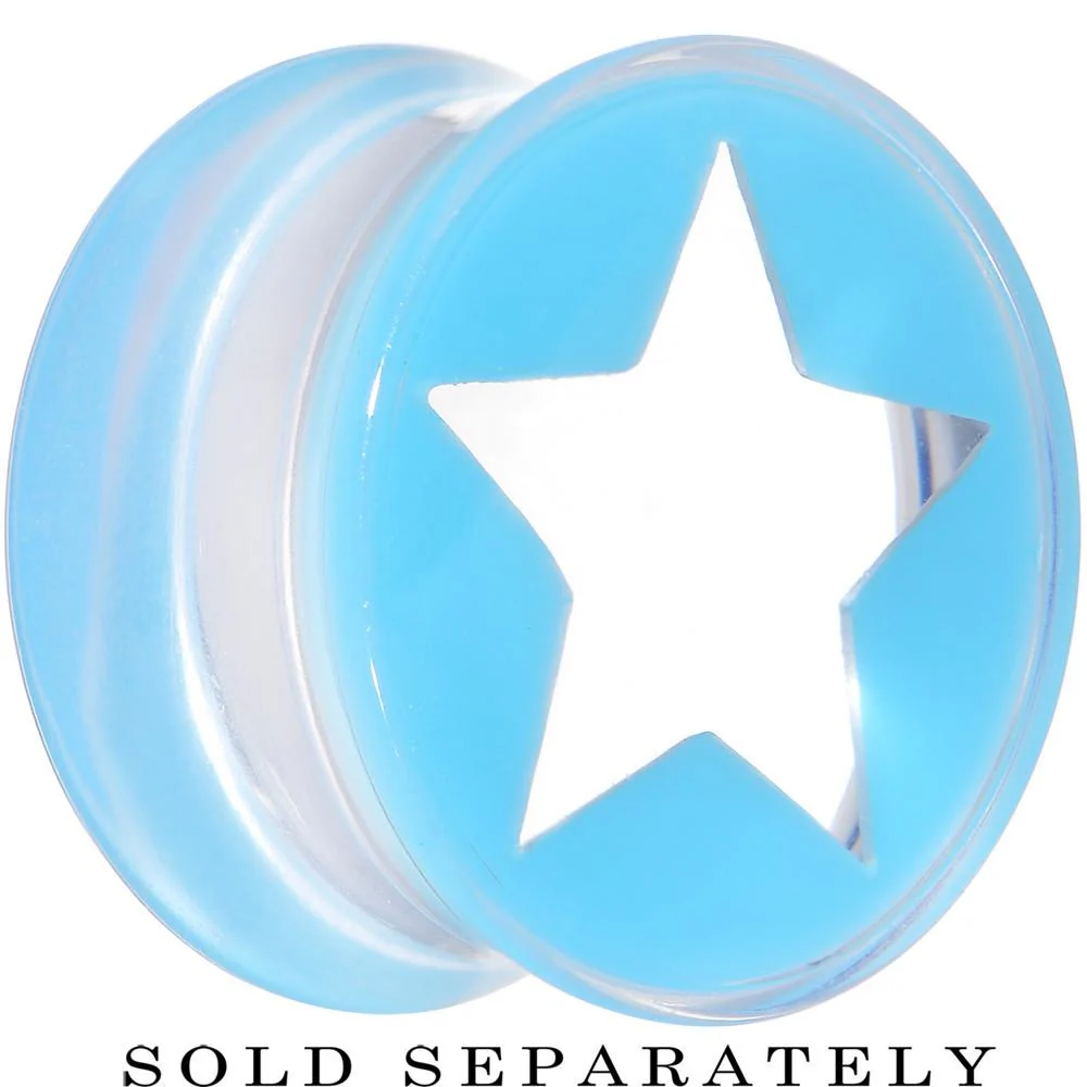 Clear Light Blue Acrylic Wish on a Star Saddle Plug 2G to 20mm - Image 8