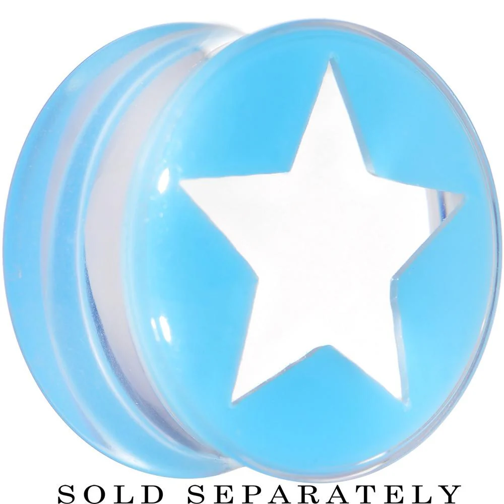 Clear Light Blue Acrylic Wish on a Star Saddle Plug 2G to 20mm - Image 9
