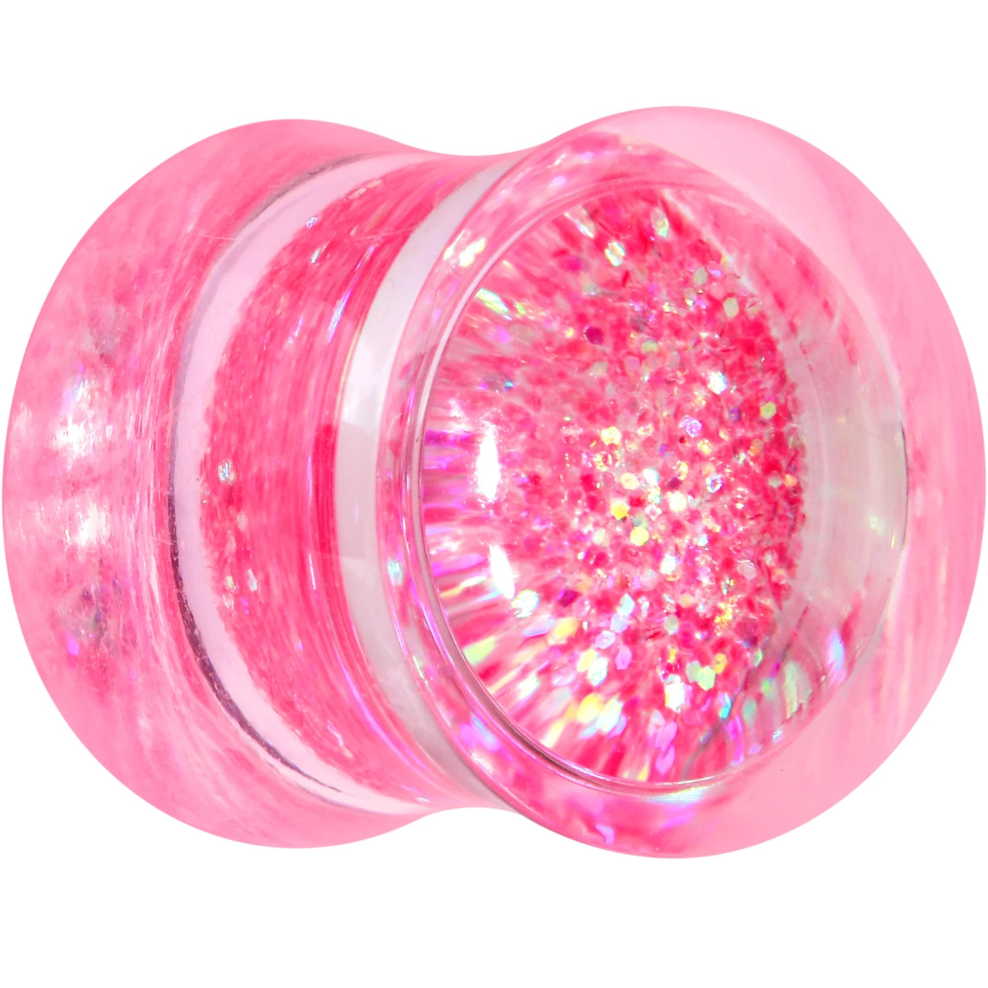 Clear Pink Acrylic Glitter Glam Saddle Plug Set - Image 3