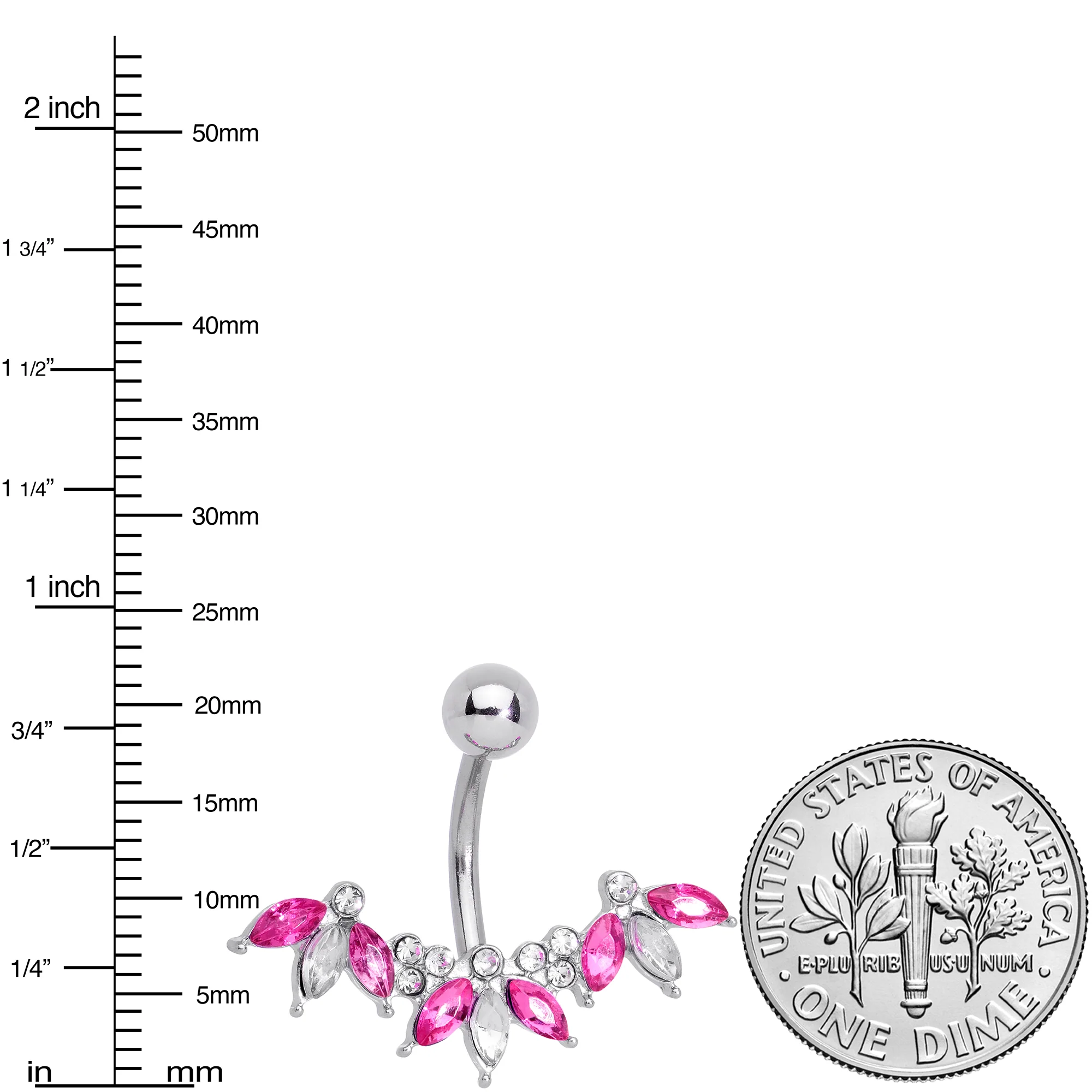 Clear Pink Gem Comely Clusters Belly Ring - Image 2