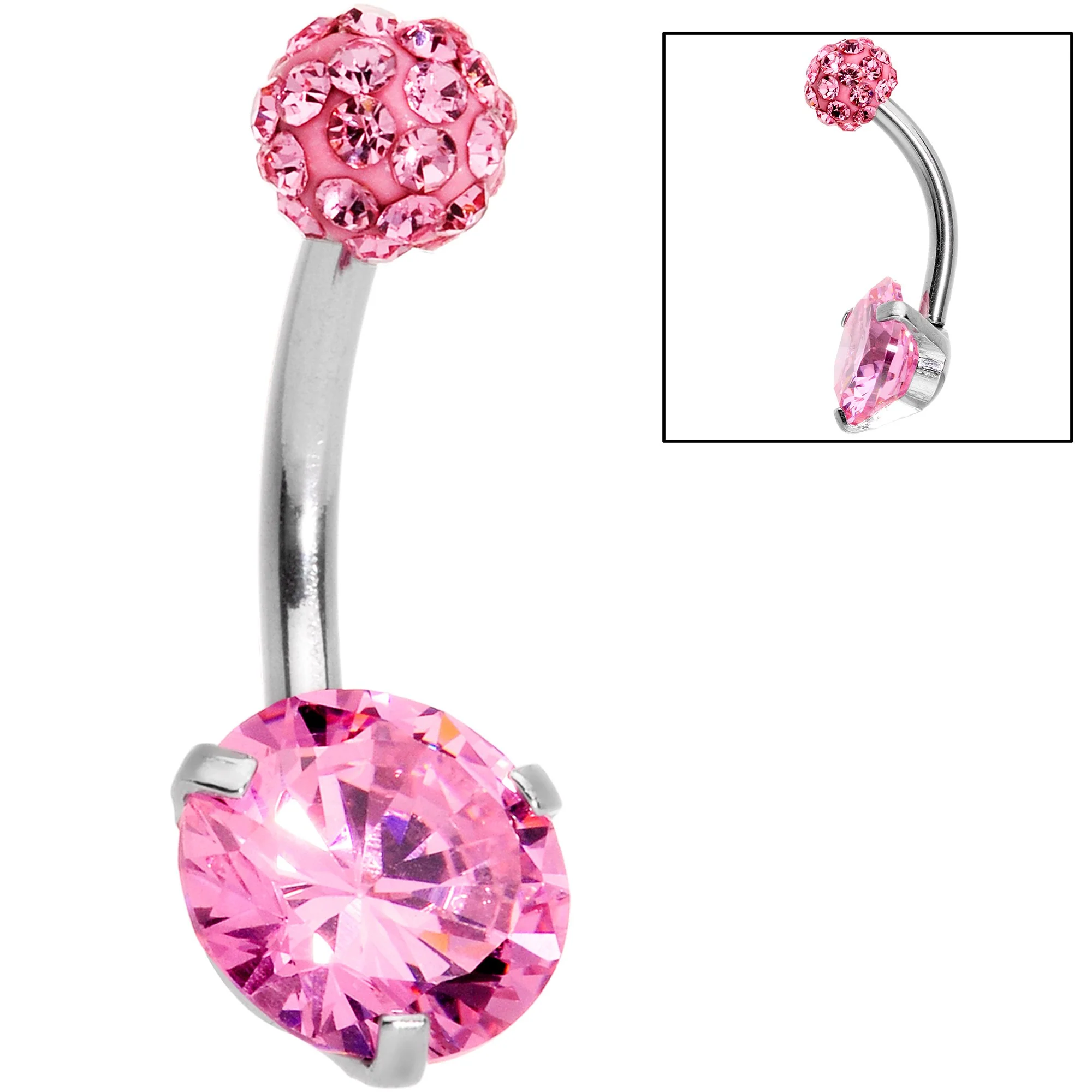 Clear Pink Purple Gem Ultimate Girly Glamour Belly Ring Set of 3 - Image 3