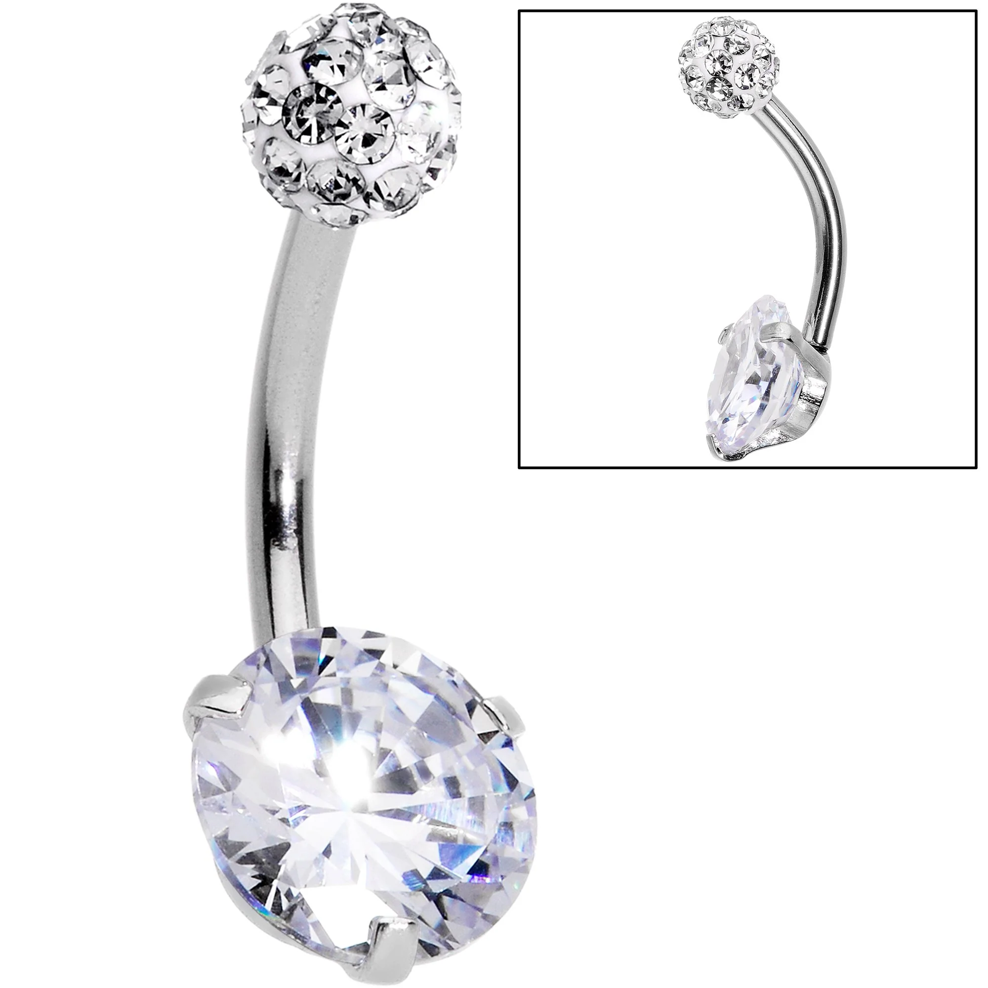 Clear Pink Purple Gem Ultimate Girly Glamour Belly Ring Set of 3 - Image 4