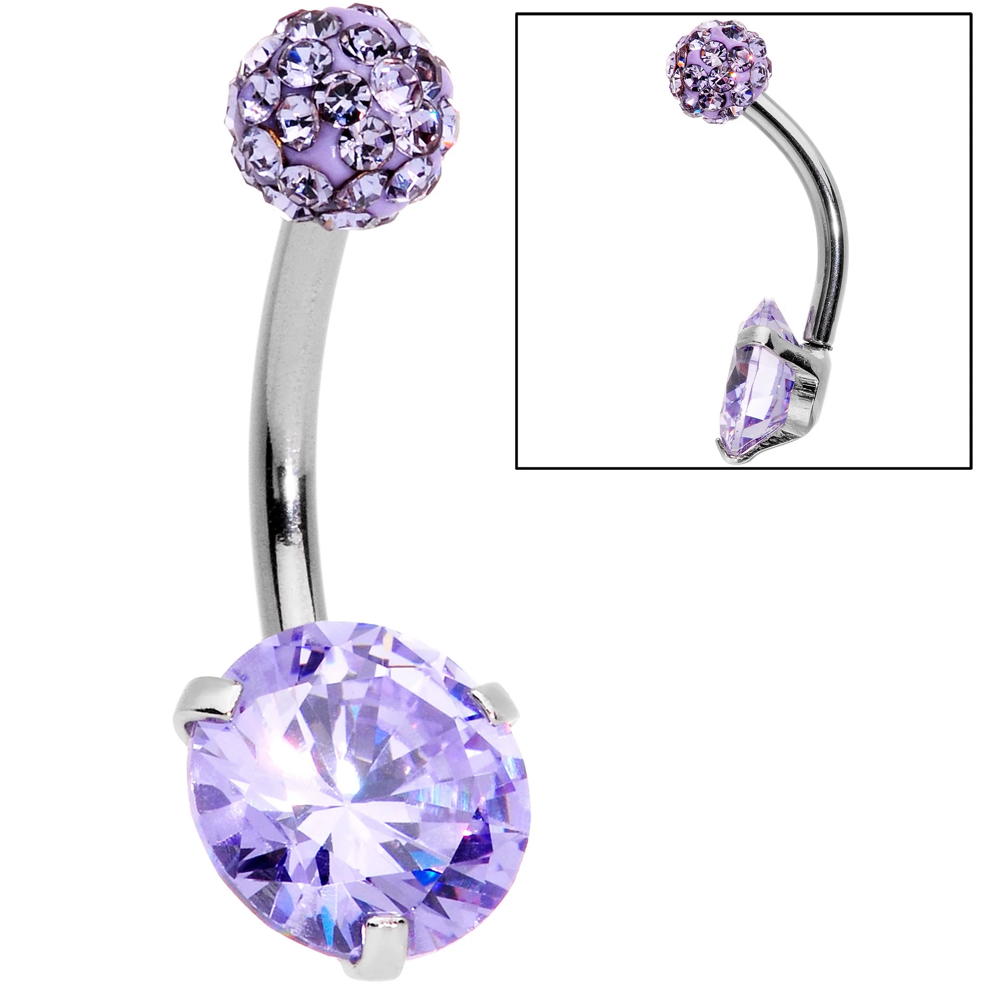 Clear Pink Purple Gem Ultimate Girly Glamour Belly Ring Set of 3 - Image 5