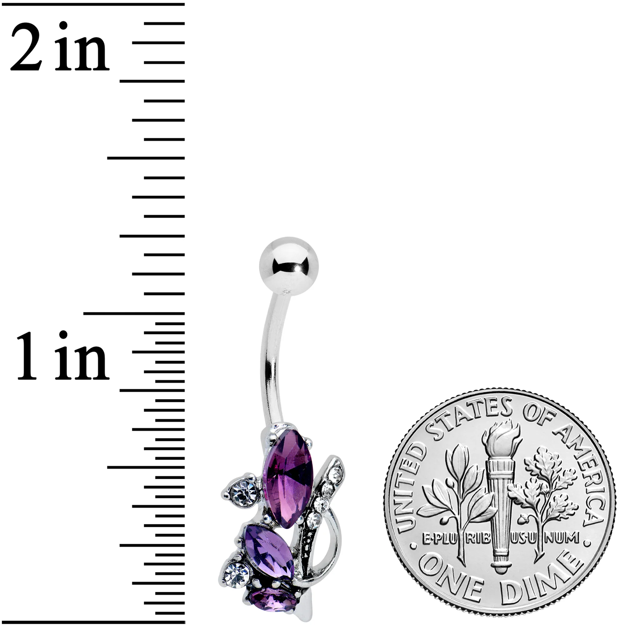 Clear Purple Gem Abstract Elegance Belly Ring - Image 2