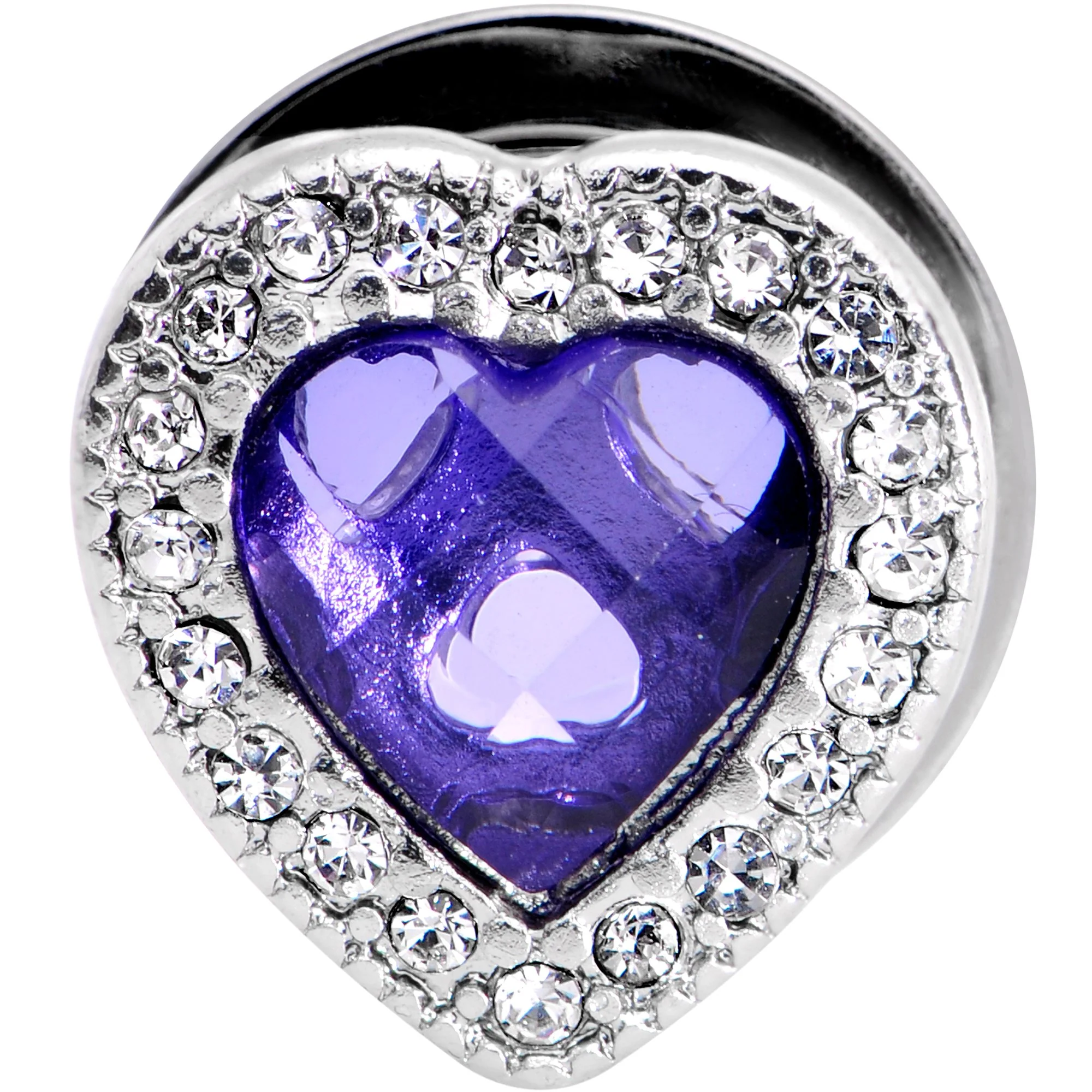 Clear Purple Gem Hug Your Heart Screw Fit Plug Set 6mm to 22mm - Image 3