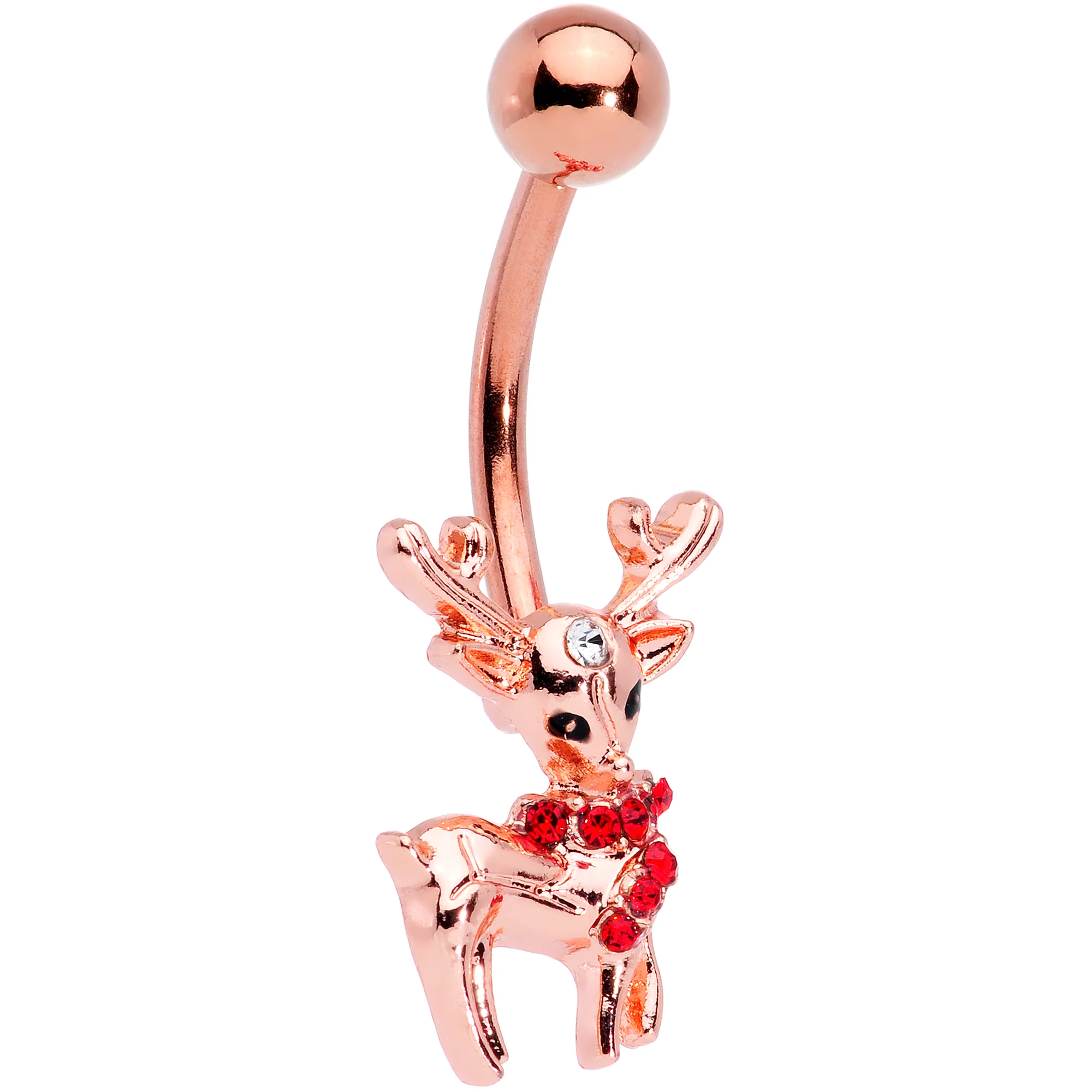 Clear Red Gem Festive Green Gold Tone Christmas Dangle Belly Ring Set of 3 - Image 2