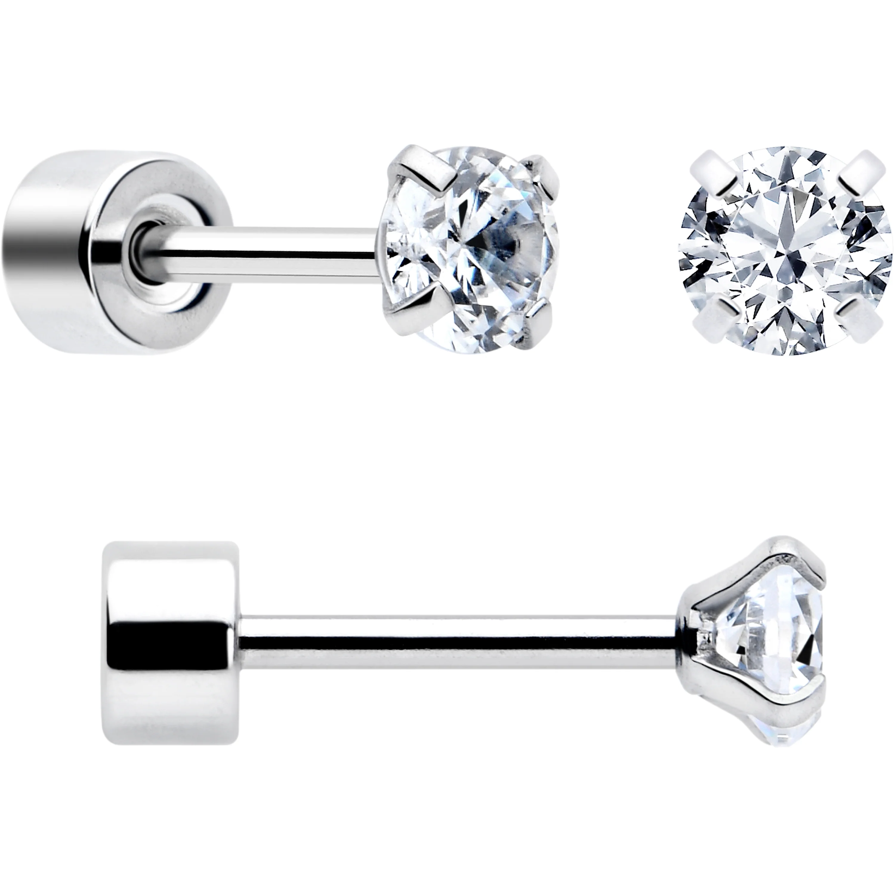Clear Simplistic Heart Star CZ Flat Back Stud Earrings - 3 Pairs - Image 5