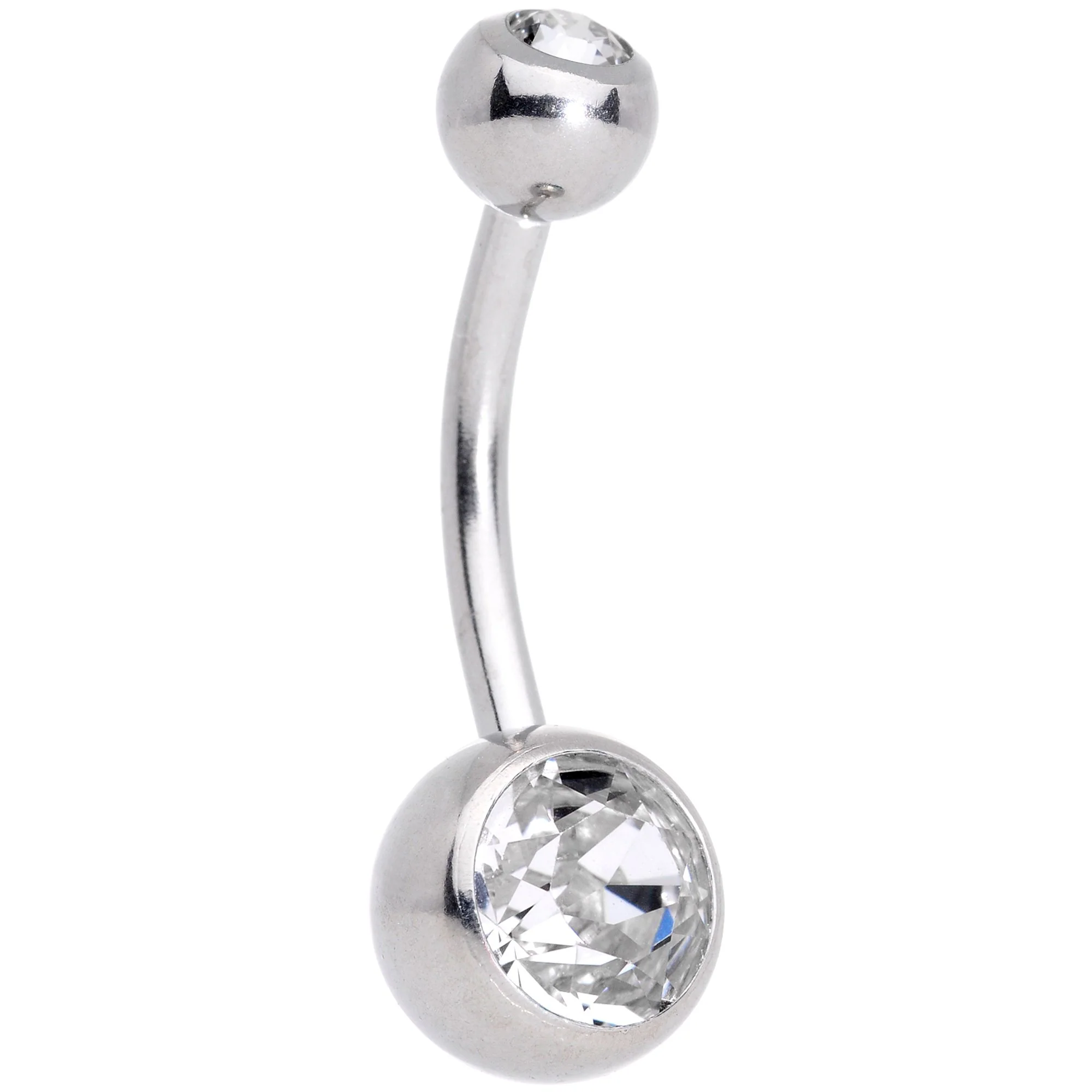 Clear Teal Gem Belly Ring Set of 2 Created with Crystals - Image 3