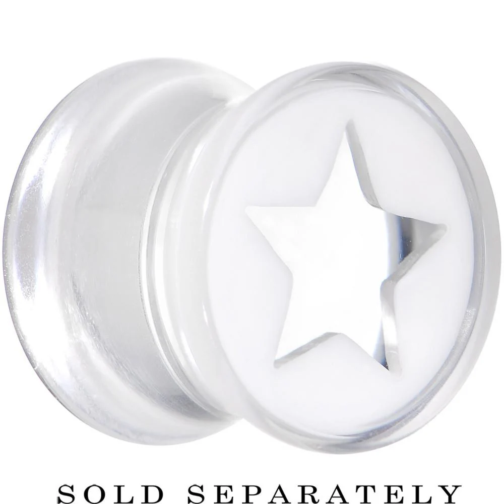 Clear White Acrylic Wish on a Star Saddle Plug 2G to 20mm